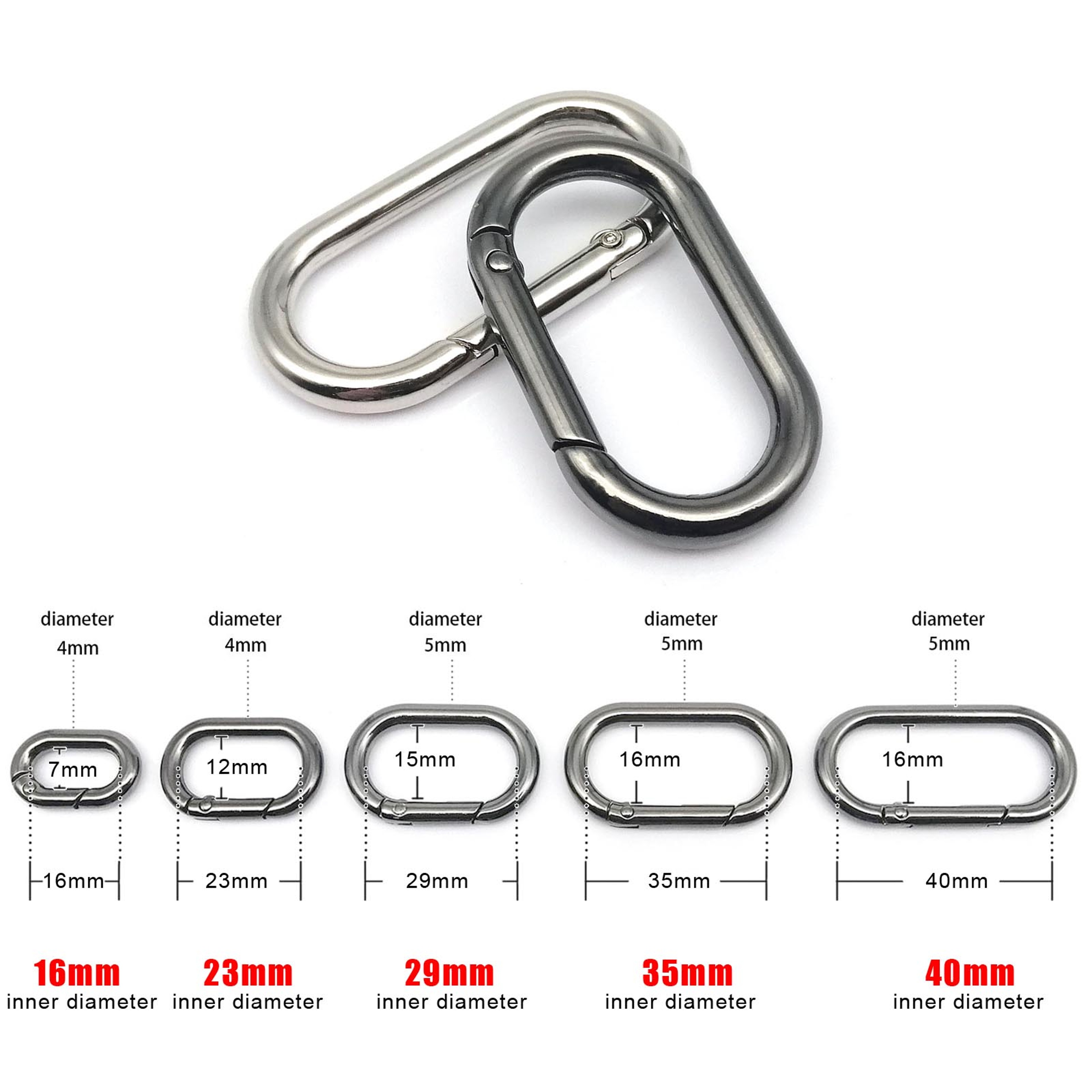 Openable Oval Spring Ring Buckle Clip for Leather Handbag Strap Keyring Pendant Key Chain Dog Collar Carabiner Connector – view 6