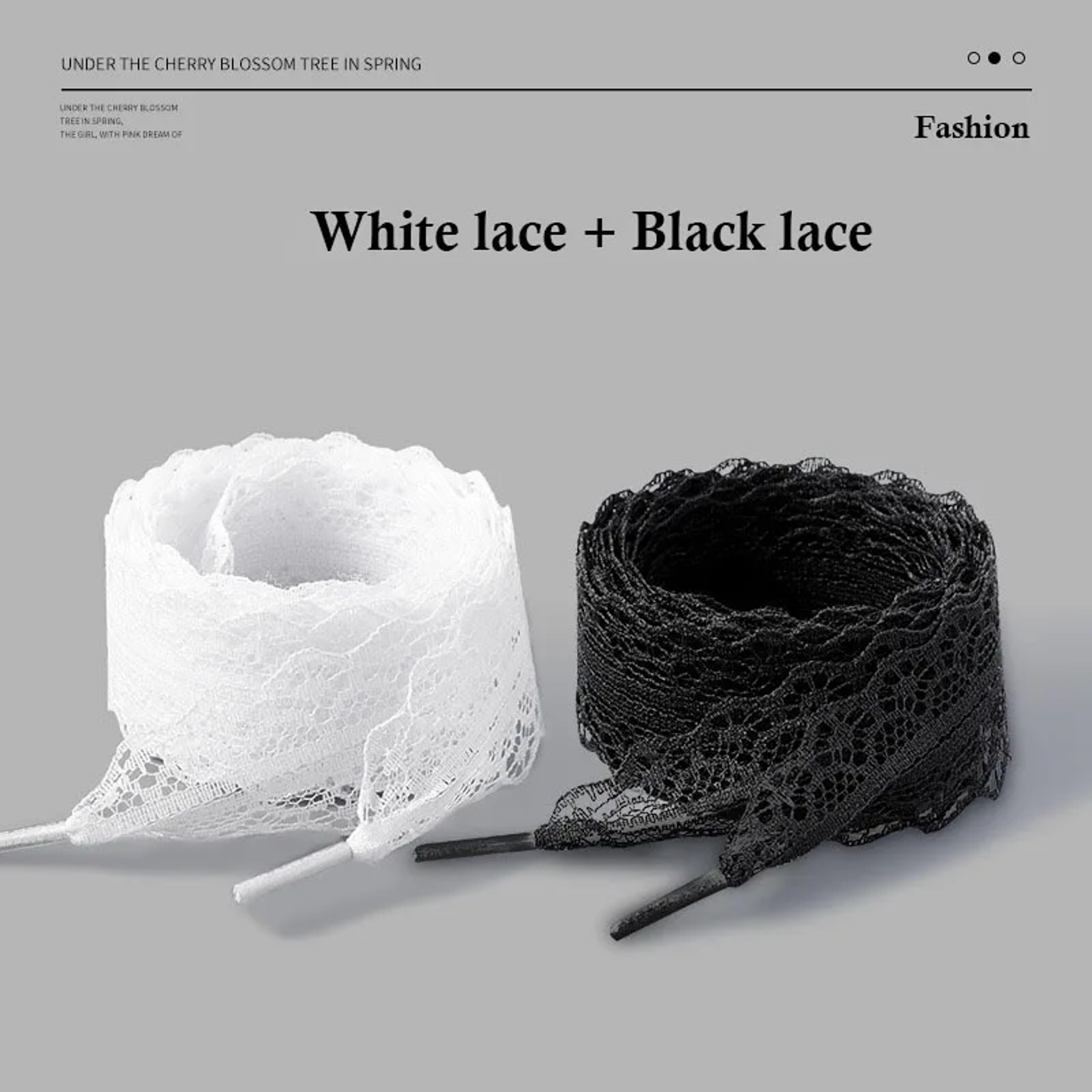 Wide Fancy Lace Shoelaces for Women Sneakers, Flat Decorative Shoe Laces for Casual Shoes, White & Black Footwear – view 9
