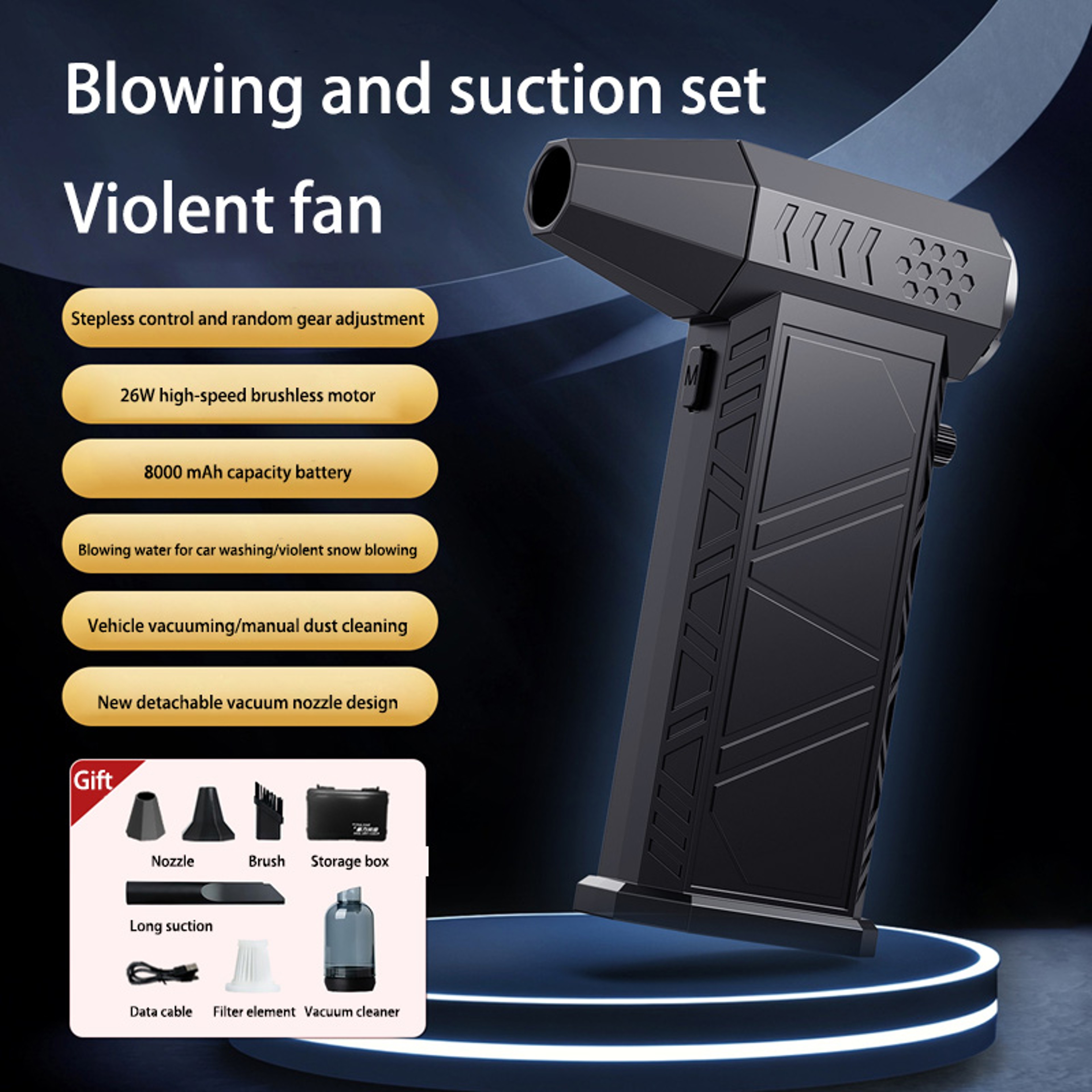 380000RPM Turbo Fan, Powerful Air Blower Portable Wireless Dust Cleaner with Type-C Charging Brushless Jet Blower – view 9