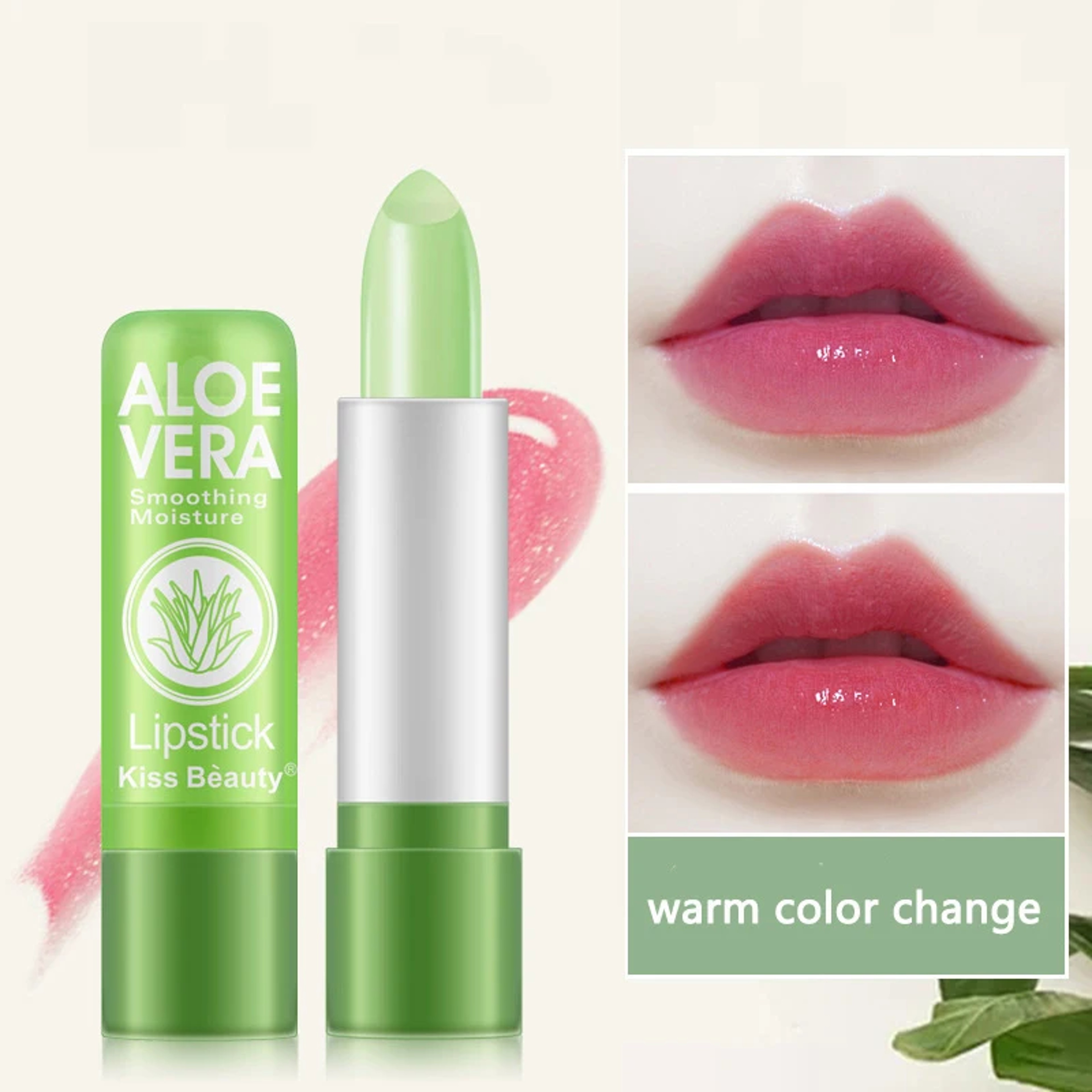 Aloe Vera Moisturizing Lipstick, Lasting Nutritional Repair Lipsticks with Color Changing & Waterproof Formula – view 2
