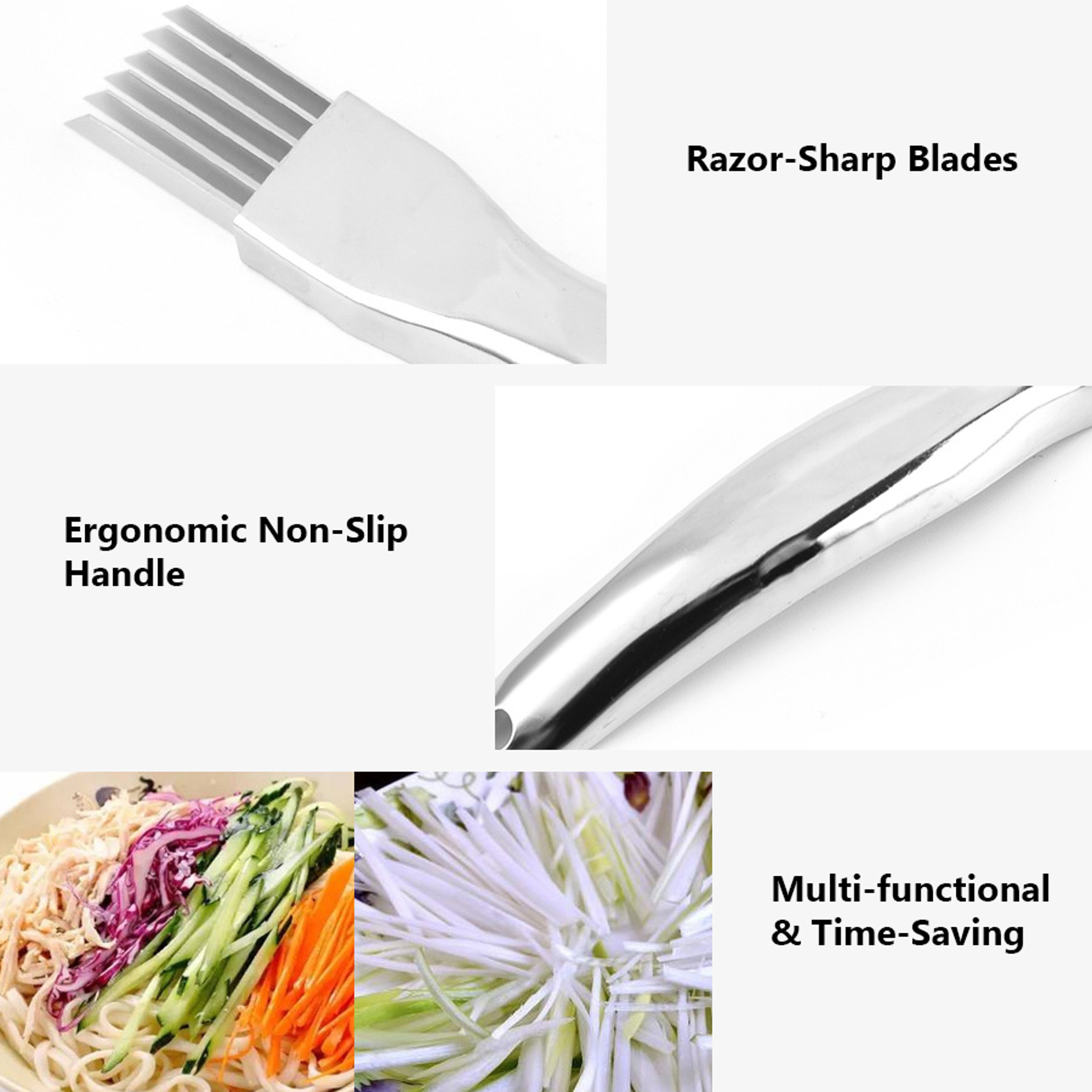 Stainless Steel Green Onion Knife, Kitchen Shred Silk The Knife, Curved Handle Design, Food Speedy Chopper Cutter – view 3