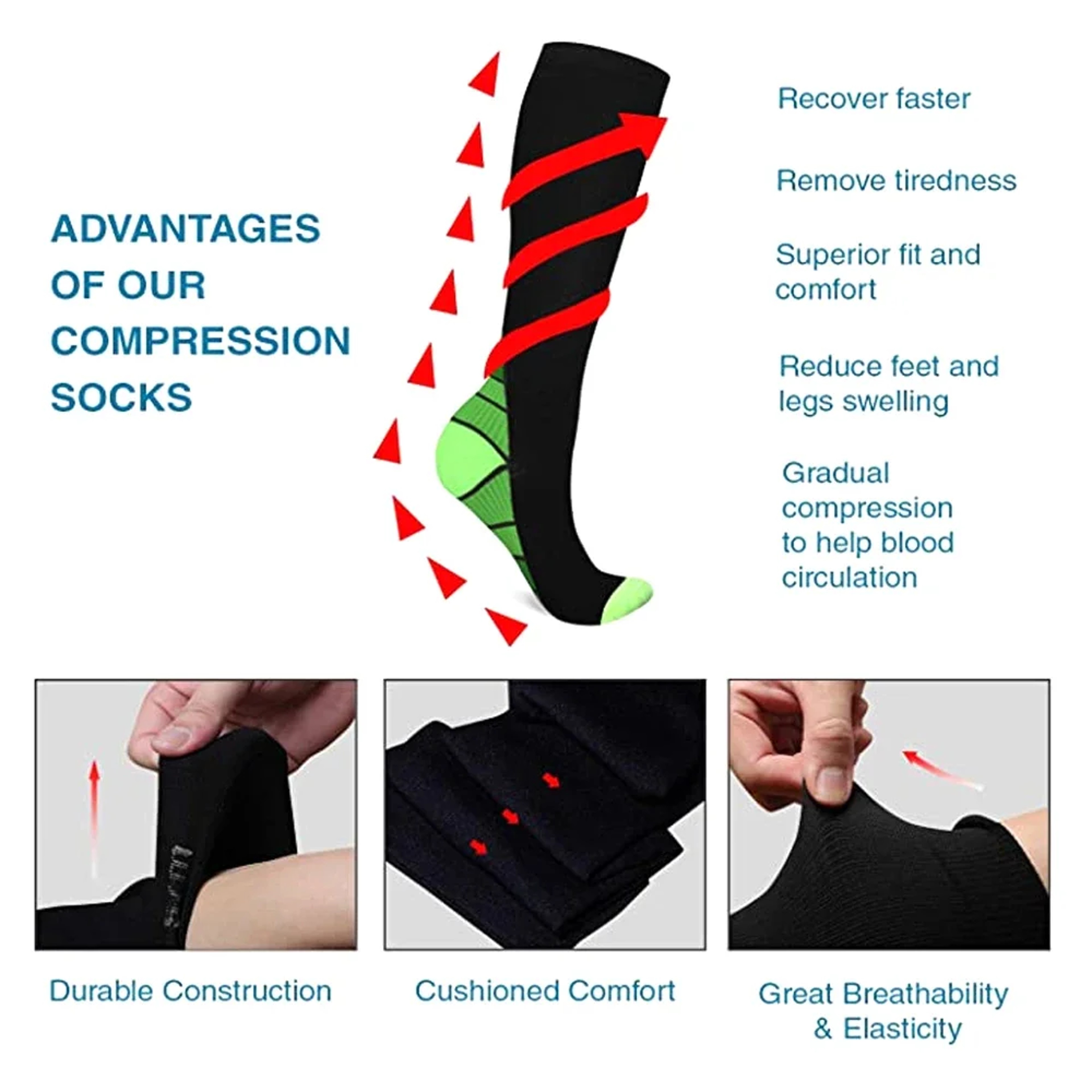 Compression Socks for Women and Men, Knee High Stockings, Neuropathy Pain Relief, Swelling Support – view 4