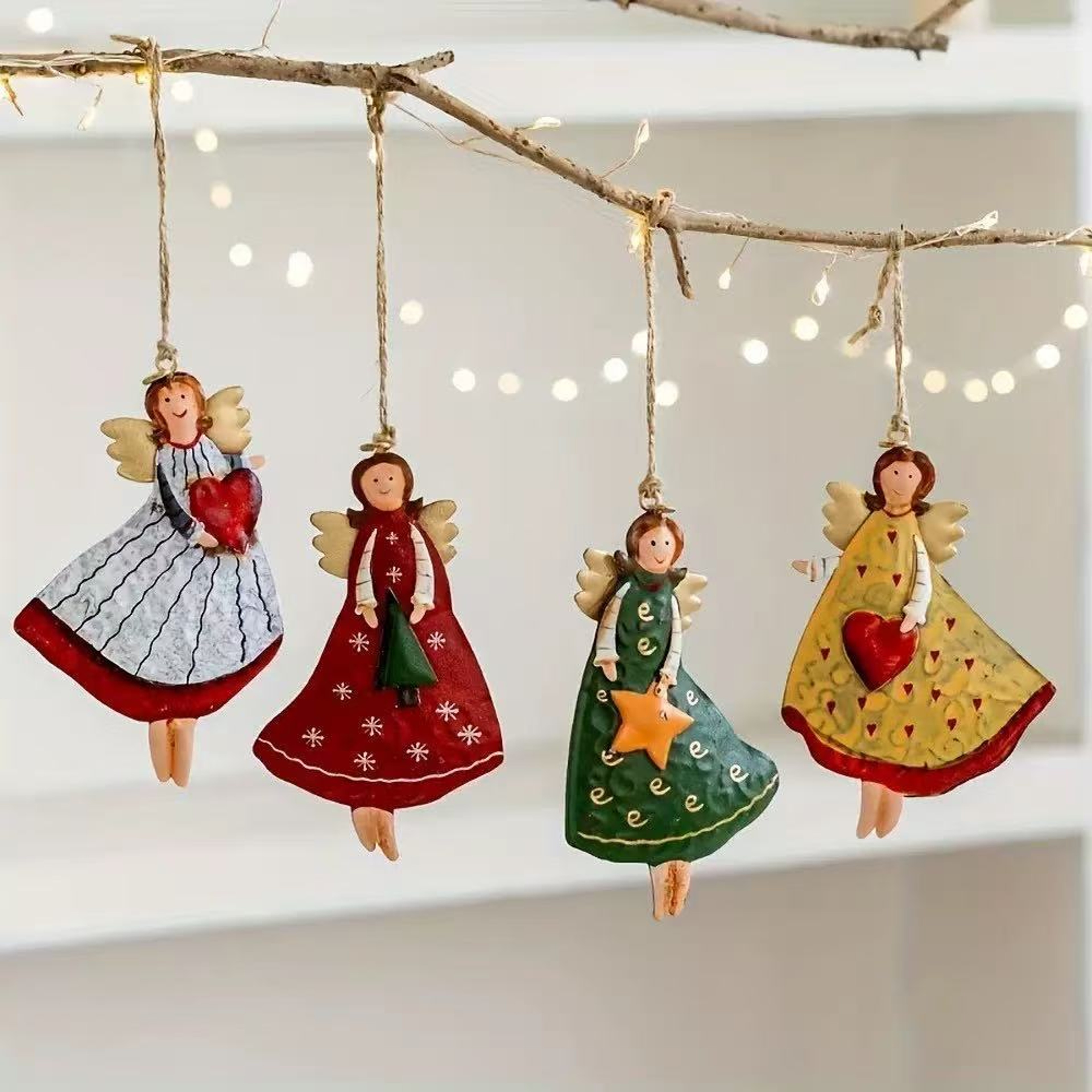 Vintage Angel Hanging Decor Fantasy Wooden Charismes Tree Hanging Ornament Navidad Decor for Home New Year Gift – view 3