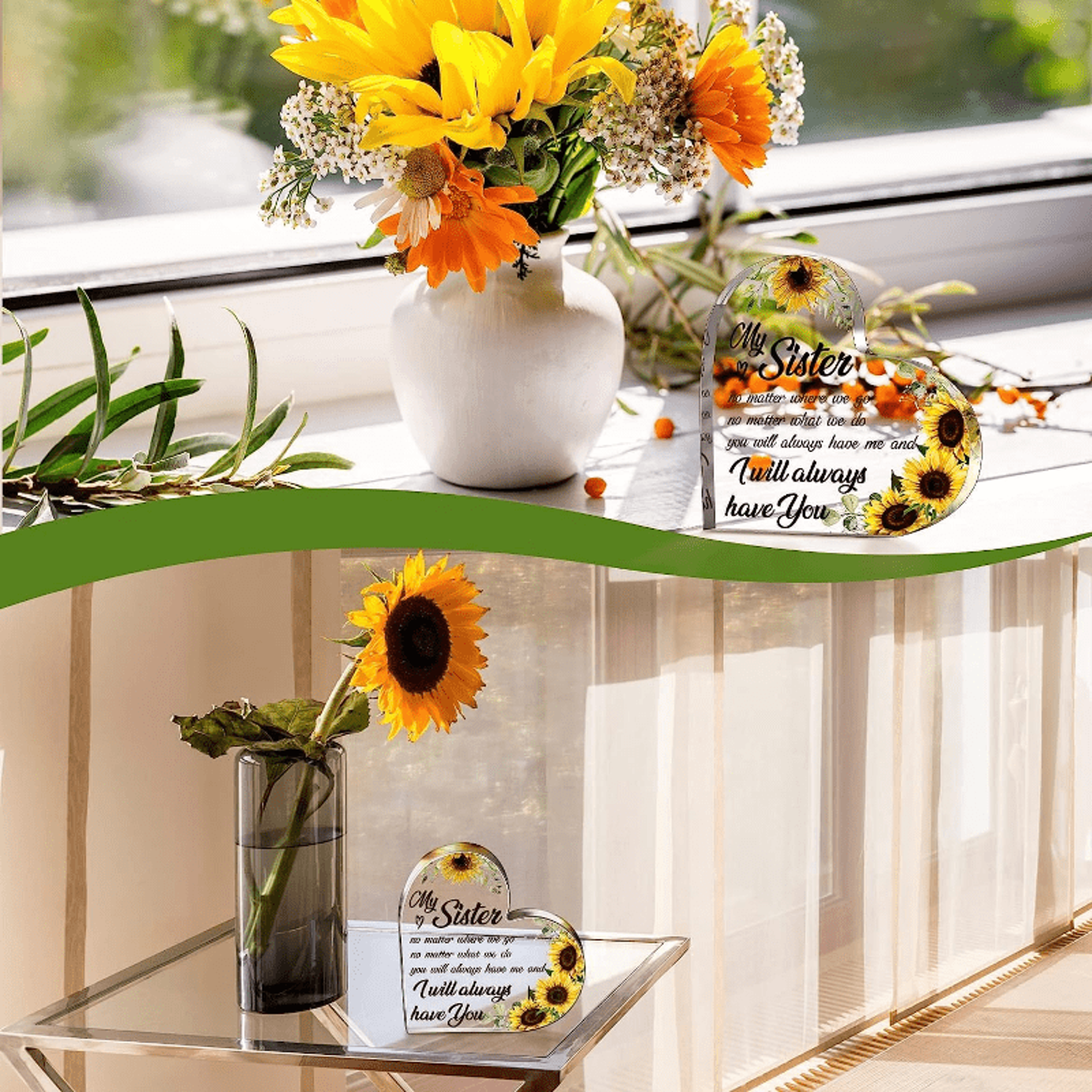Acrylic Bestie or Sister Gift, Sunflower Friendship Present for Birthdays & Thank Yous – view 5