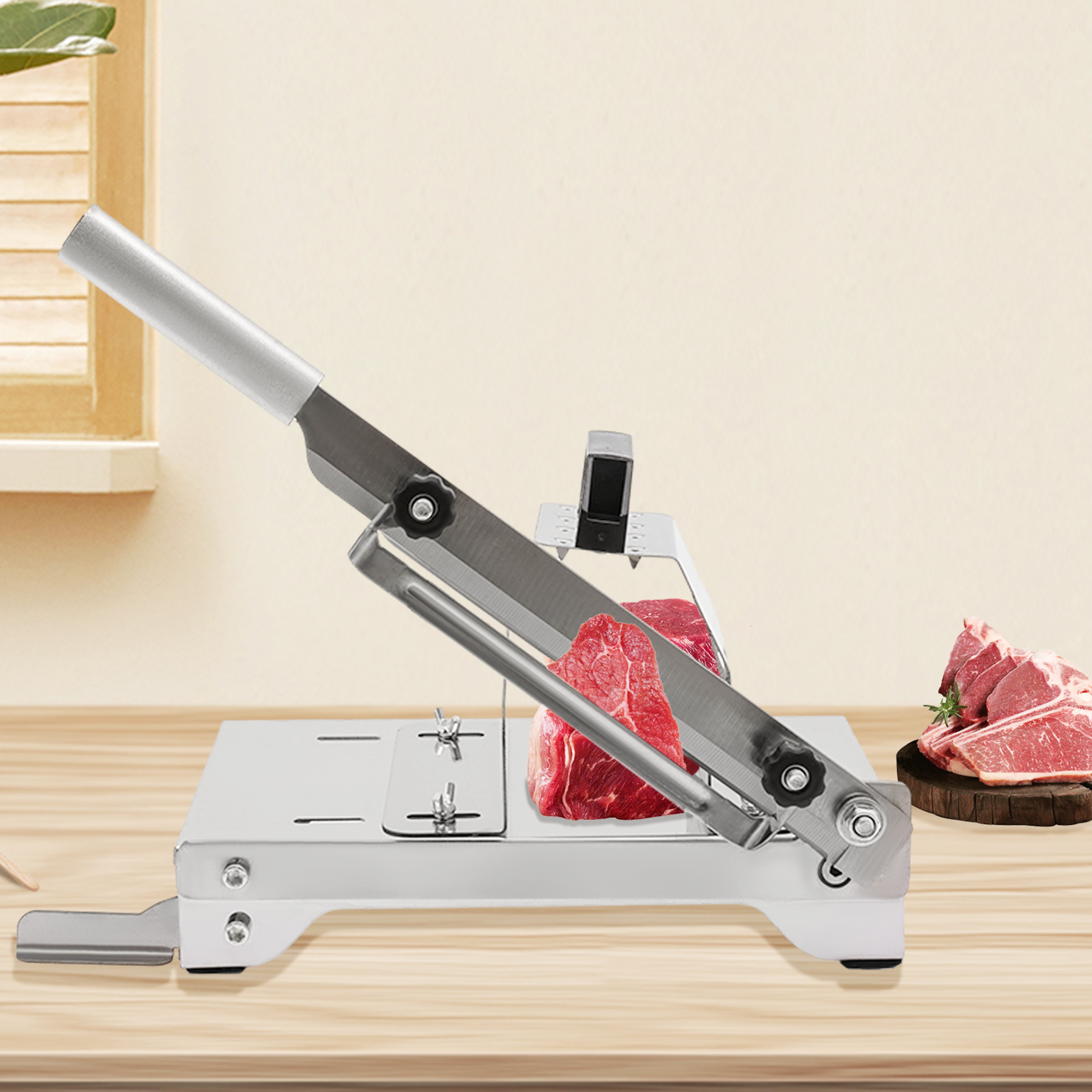 Stainless Steel Adjustable Meat Chopper Vegetable Slicer Knife for Frozen Meat – view 1