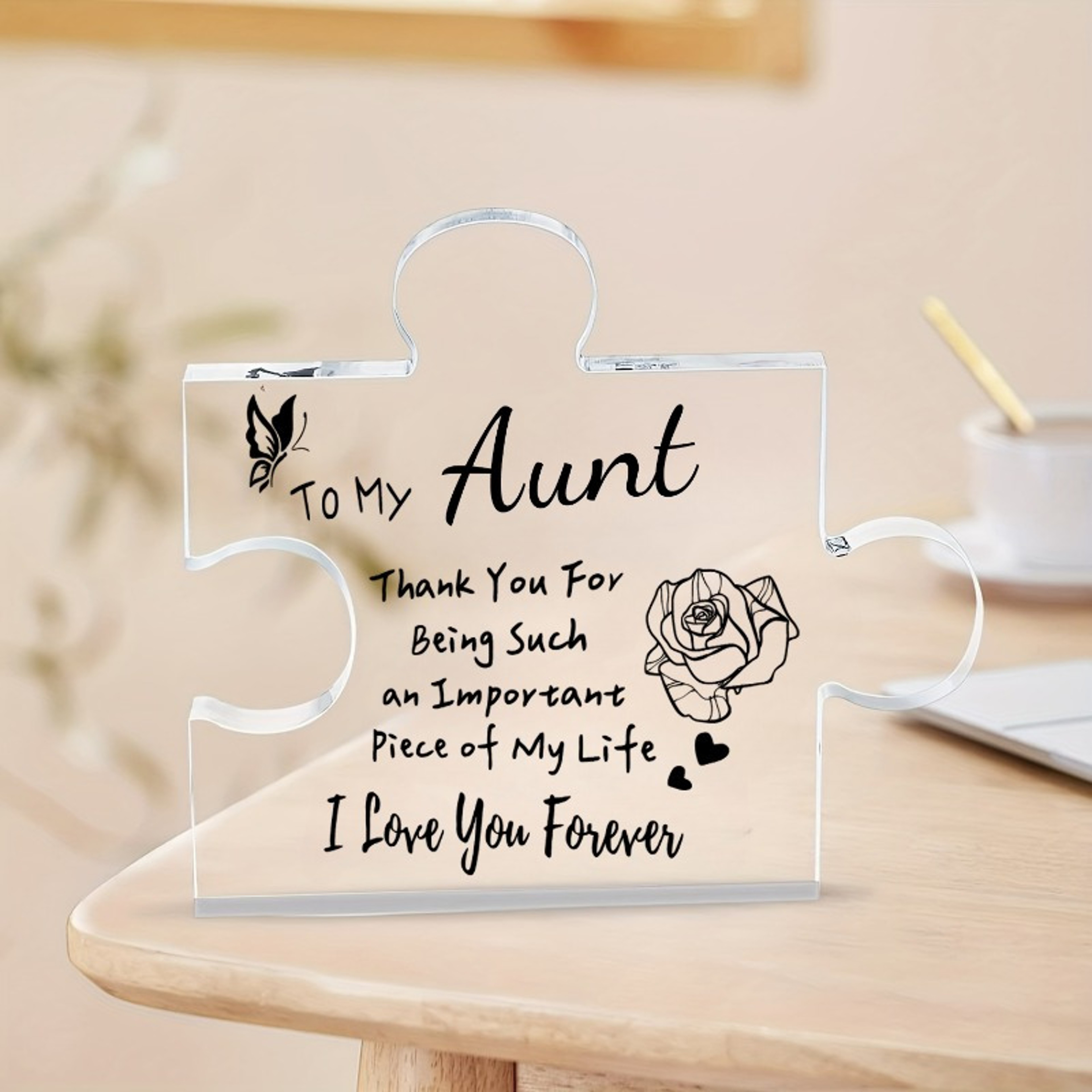 Carved Acrylic Auntie Puzzle Plaque, Birthday & Christmas Gift from Niece/Nephew – view 4