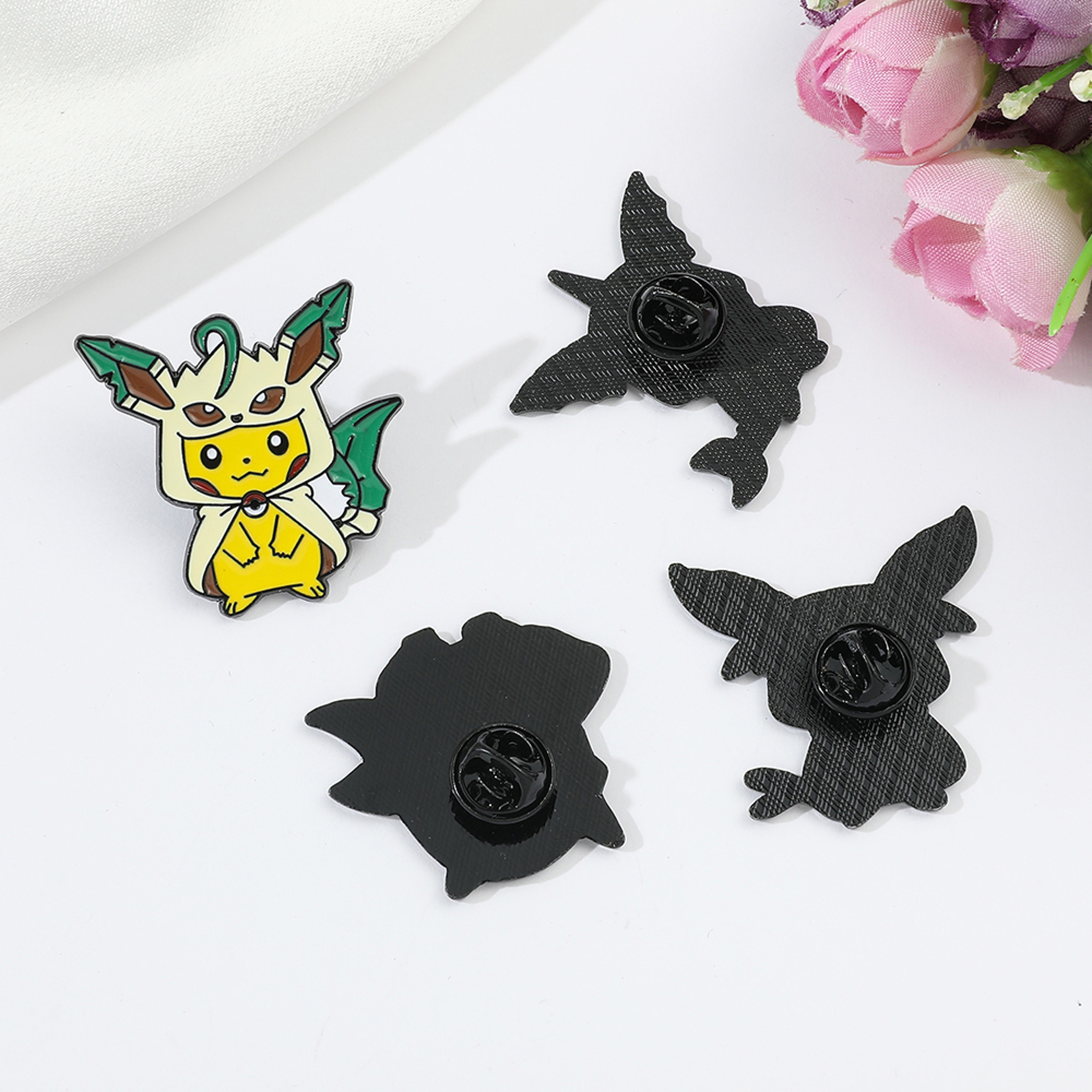Set of Creative Pikachu Cos Eevee Enamel Pins, Metal Badge Backpack Accessories – view 2