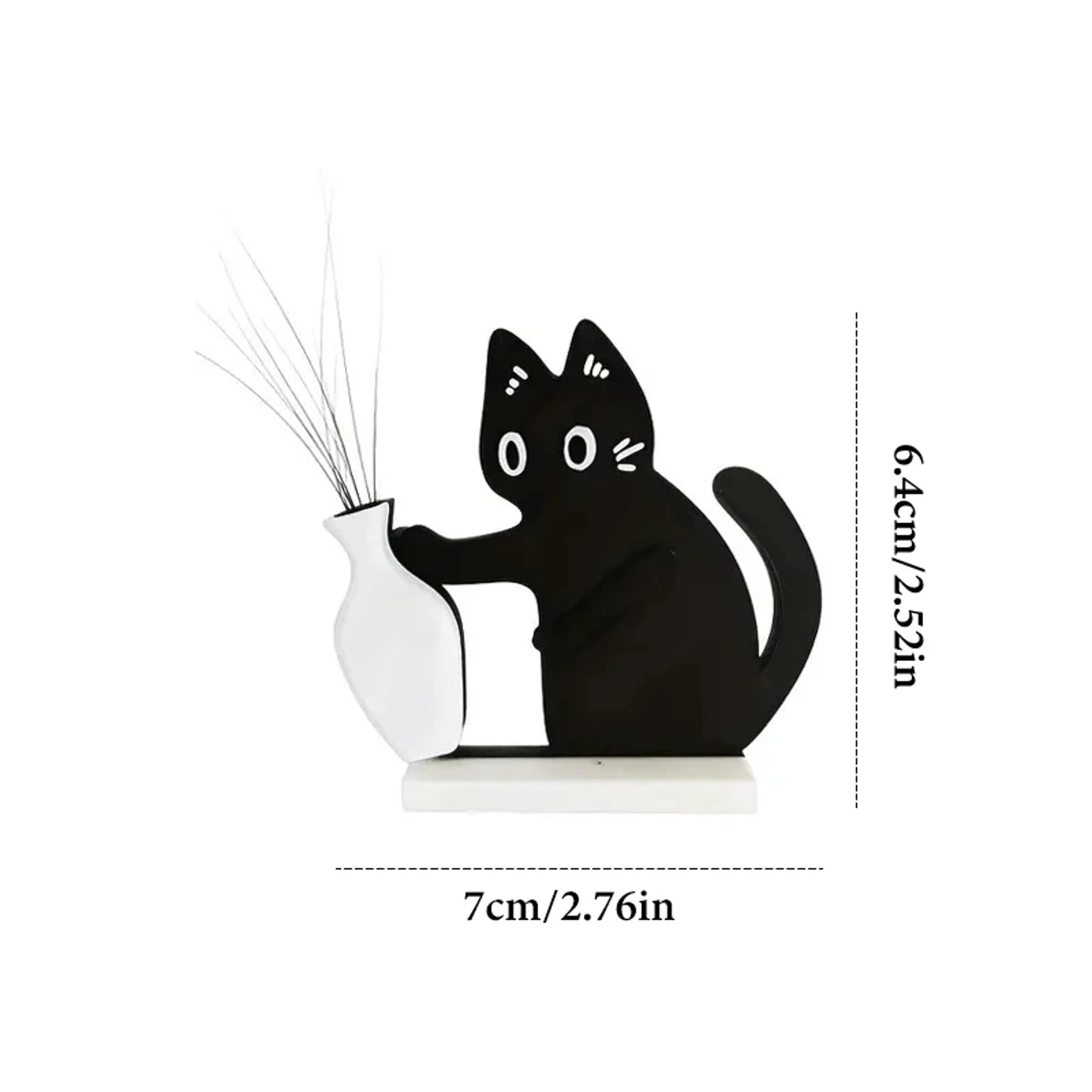 Fridge Magnet Black Cat Pushing Vase, Cat Whisker Memorial Box, Home Office Decor for Gift – view 7