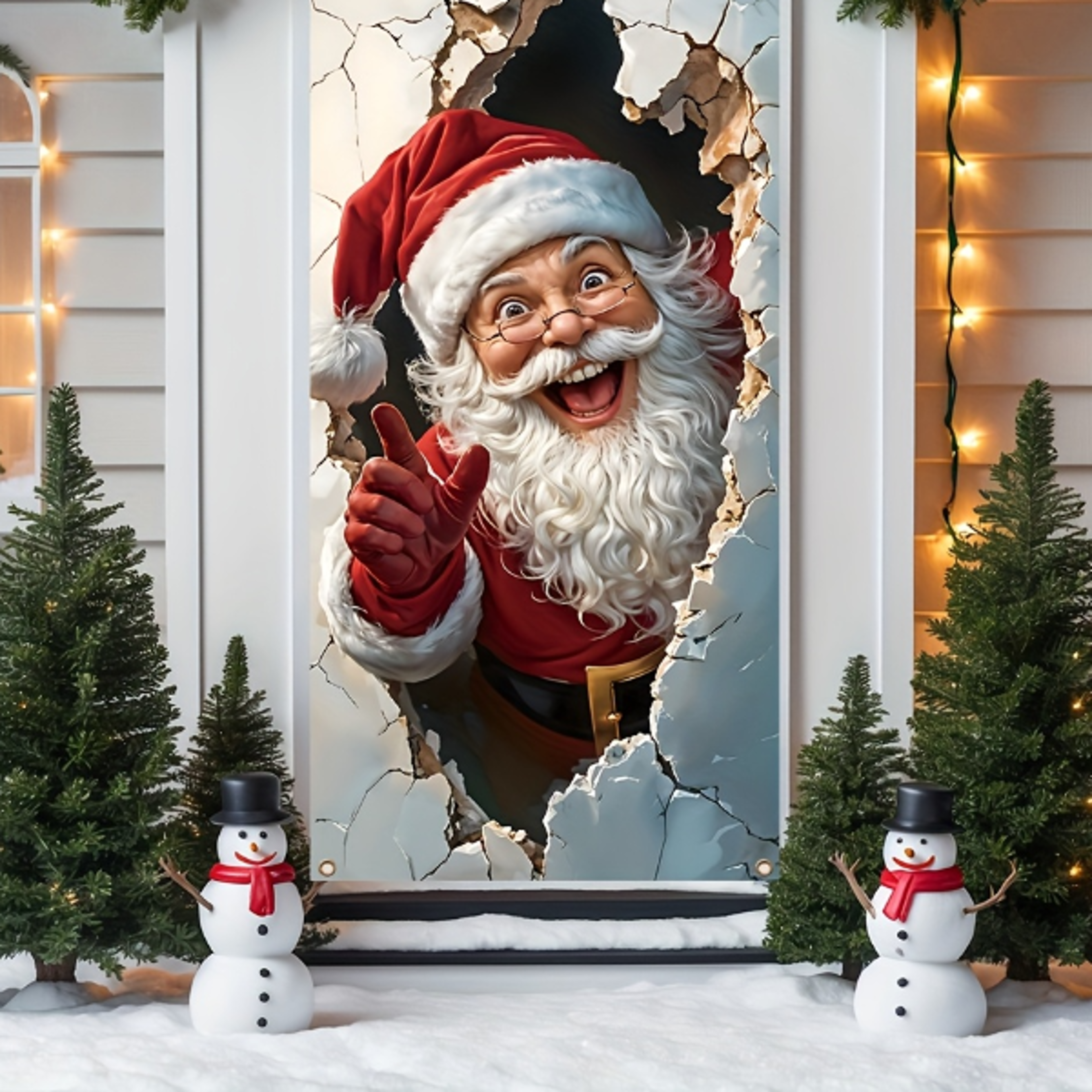 2D Flat 1 Piece Holiday Santa Door Banner  Perfect for Christmas and New Year Celebrations Entryw