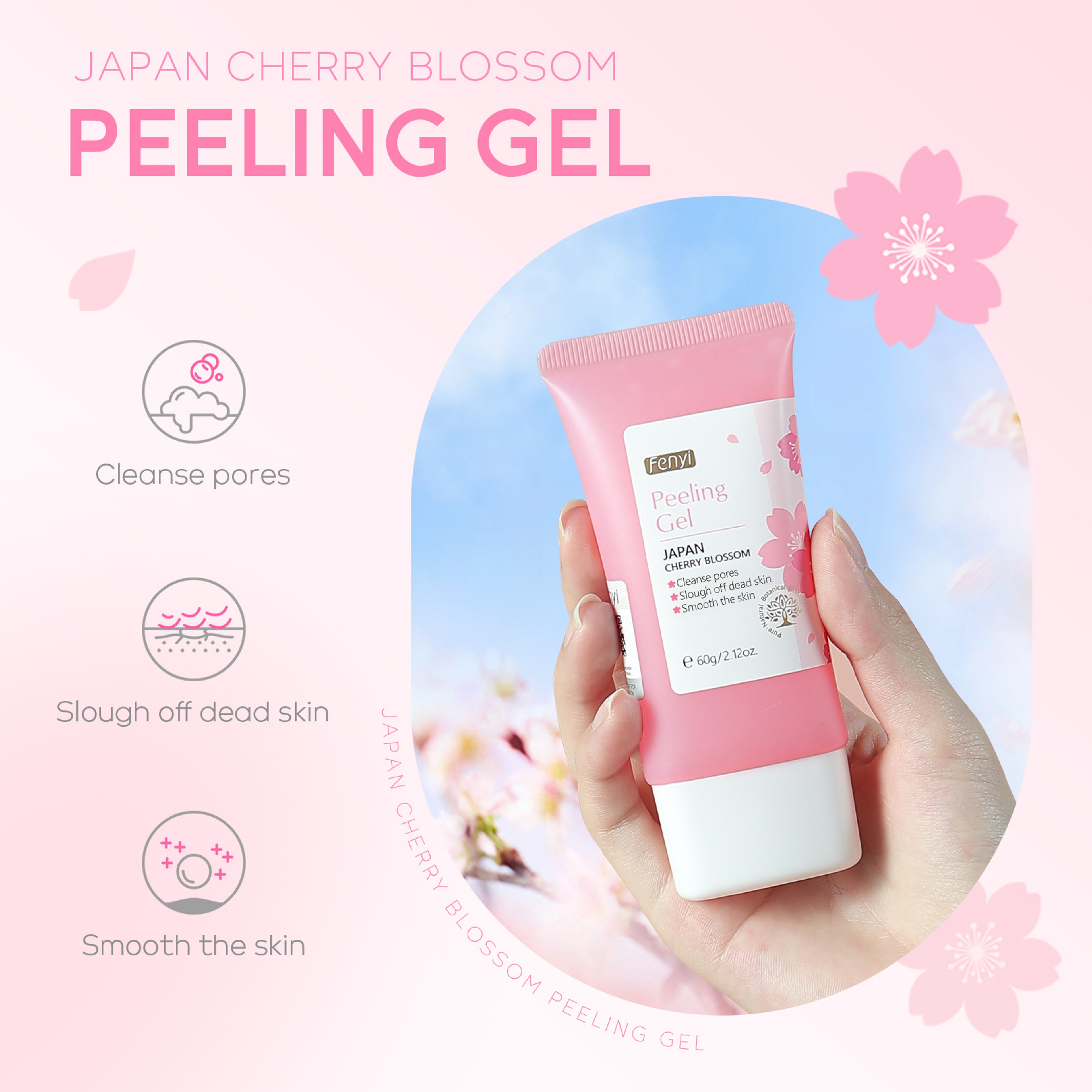 Facial Exfoliating Cherry Blossom Peeling Gel, Moisturizing Tender Body Cleansing Skin Care – view 2