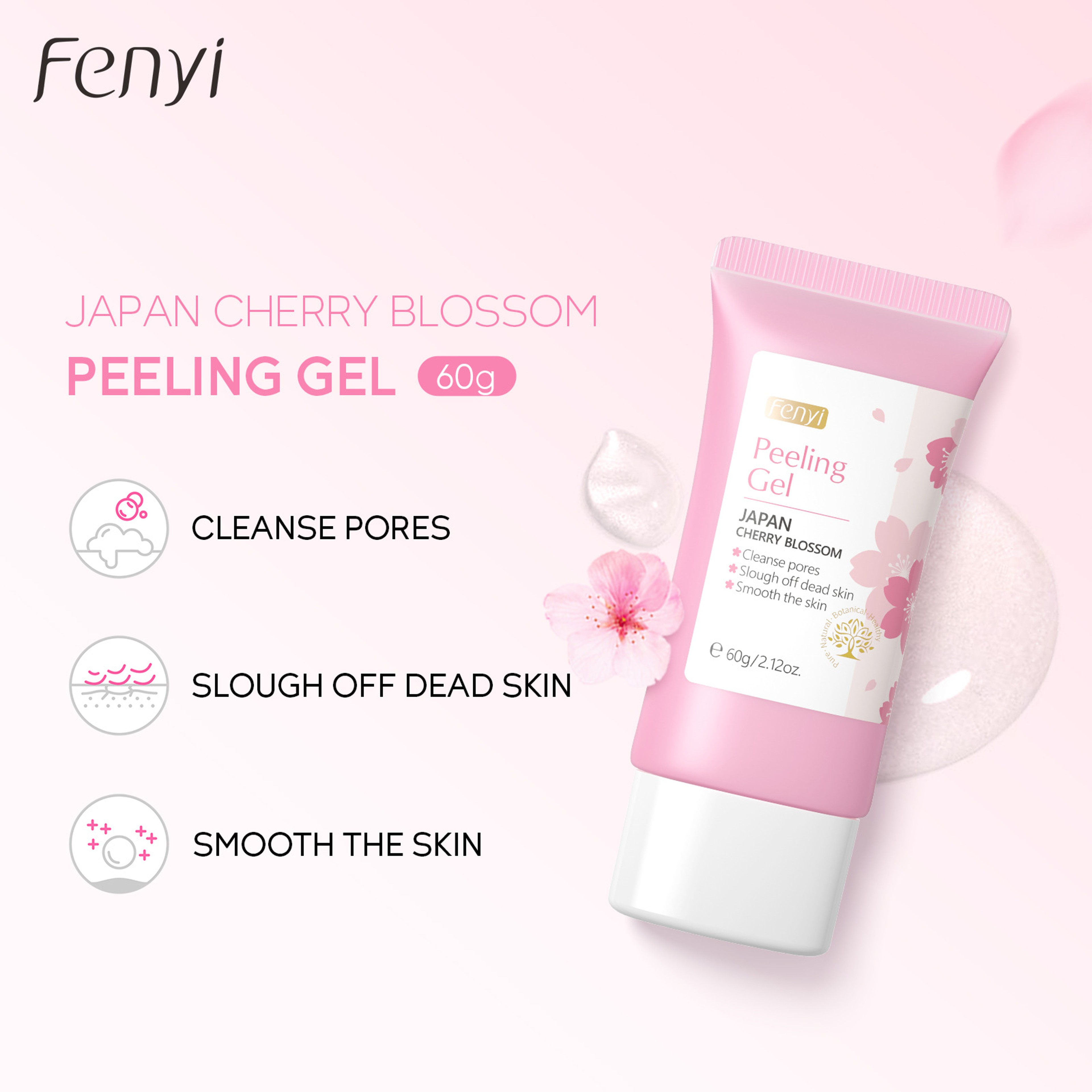 Facial Exfoliating Cherry Blossom Peeling Gel, Moisturizing Tender Body Cleansing Skin Care – view 3