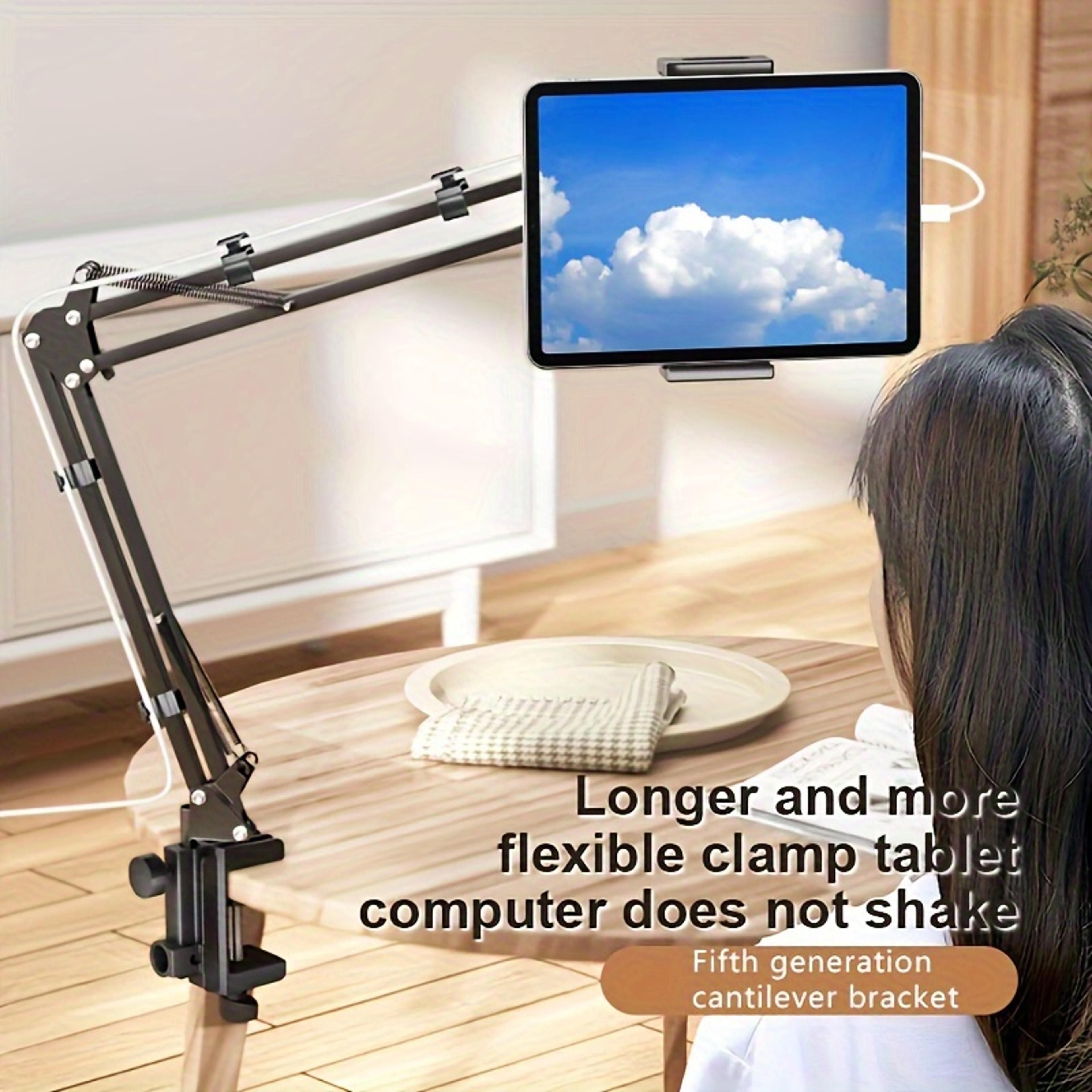 Long Arm Adjustable Bed Tablet Holder Rotatable Desktop Bracket Clamp – view 4