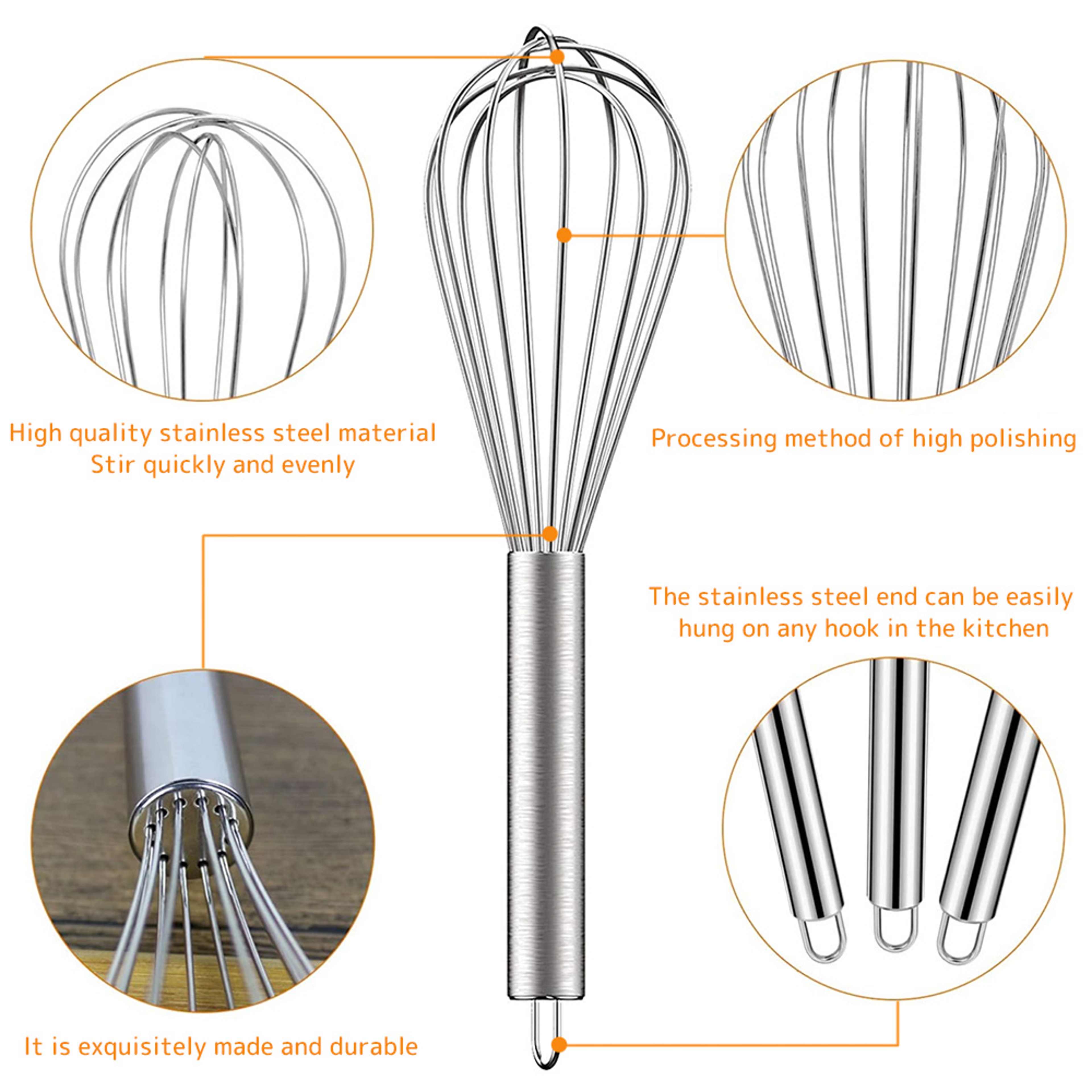 Manual Egg Beater Blender, Kitchen Balloon Whisks With Stainless Grip – view 2