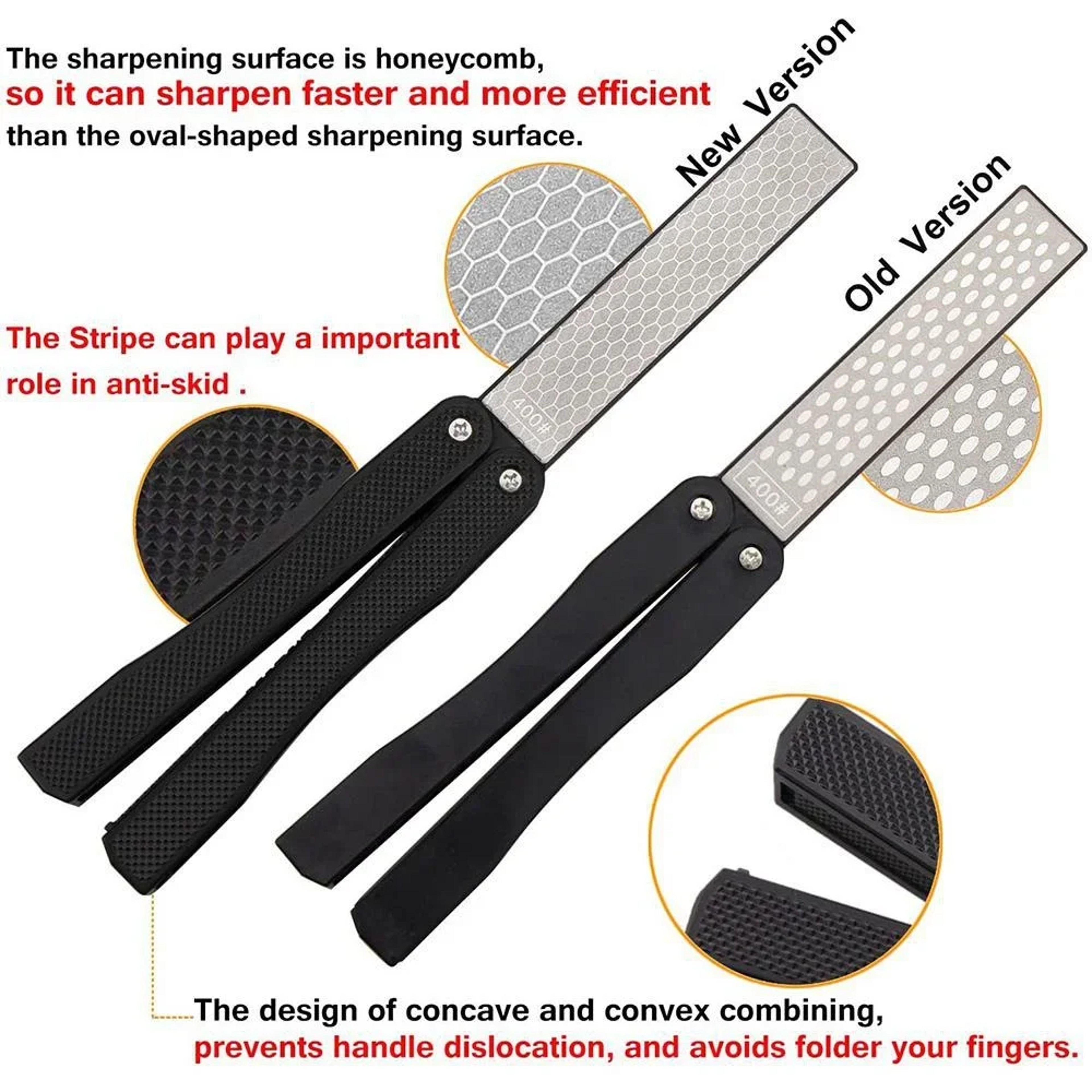DiamondEdge Foldable Pocket Knife Sharpener  Double Sided Diamond Whetstone 4