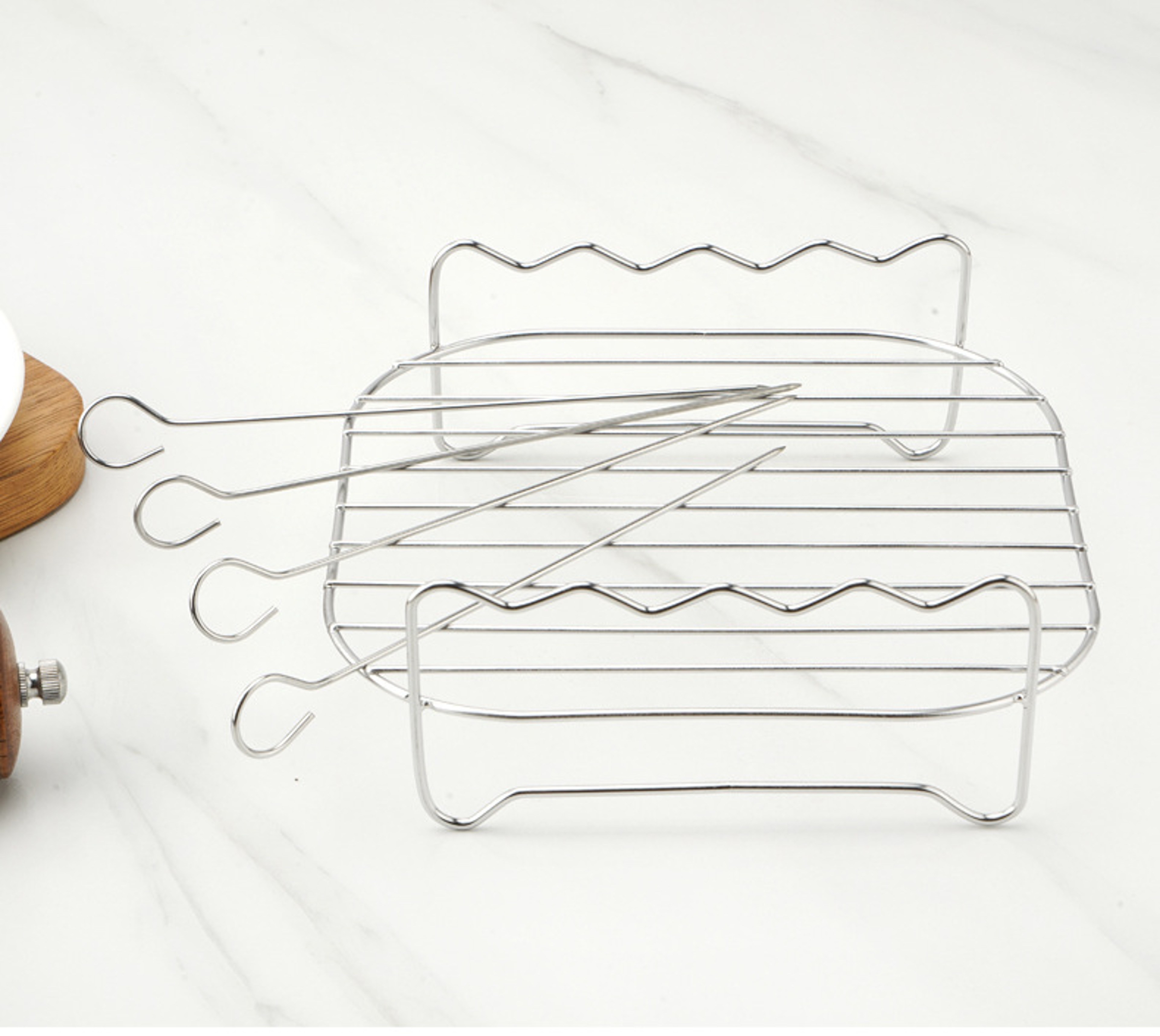 Stainless Steel BBQ Skewer Rack & Air Fryer Grill Rack for Even, Mess Free Grilling – view 6