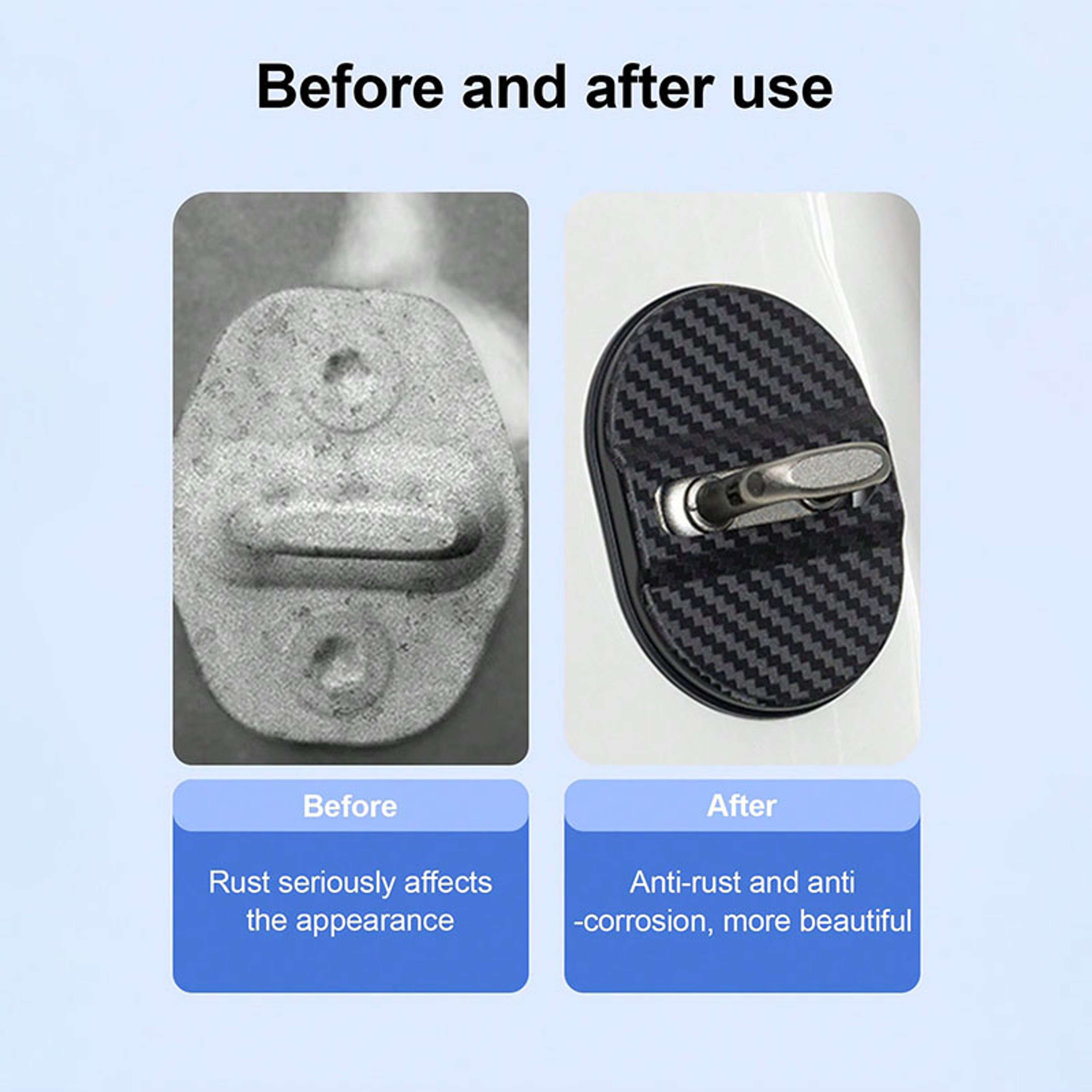 Universal Carbon Fiber Door Lock Protectors Universal Car Door Lock Covers For Shock  Noise Protect 5