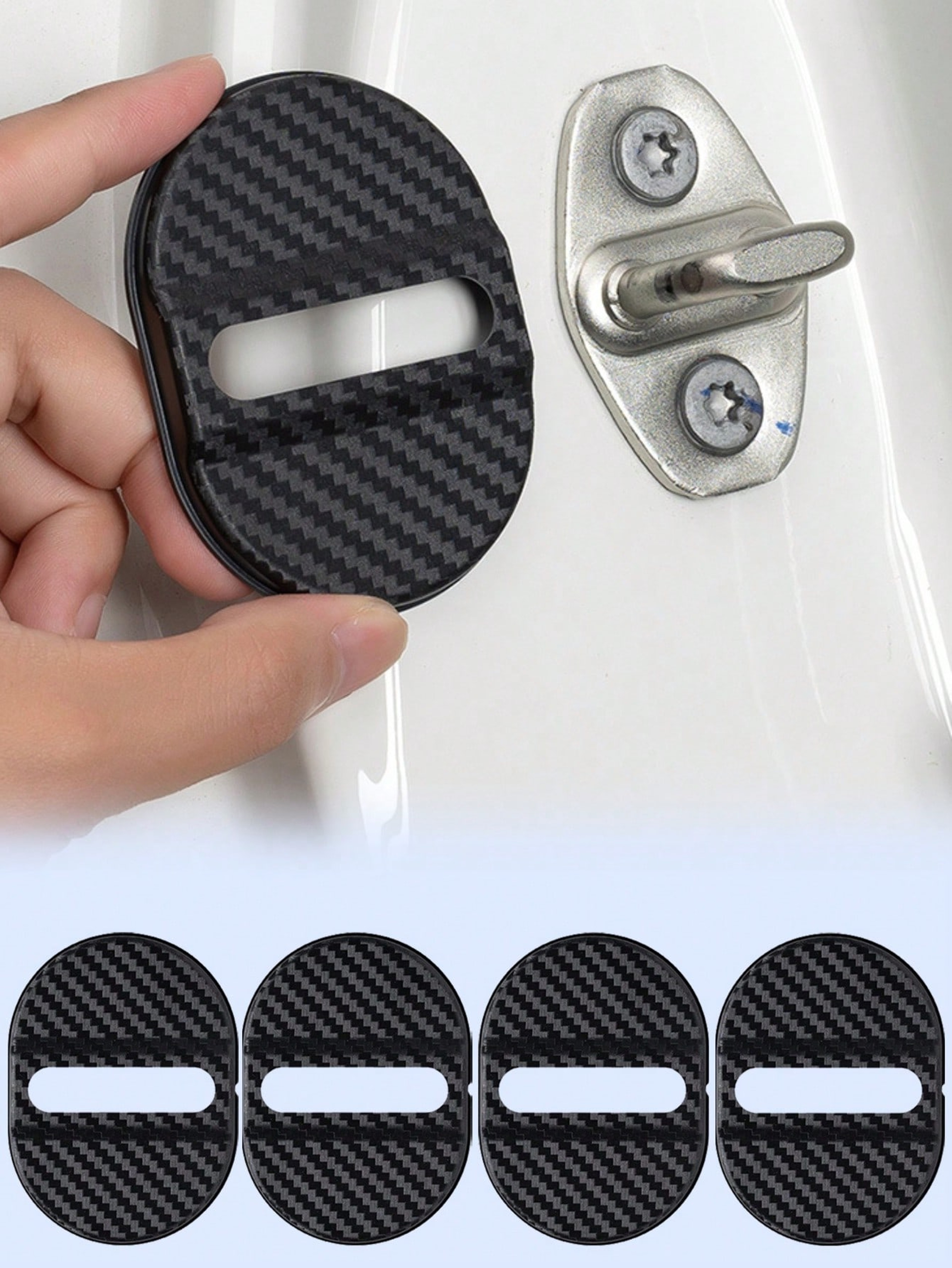 Universal Carbon Fiber Door Lock Protectors Universal Car Door Lock Covers For Shock  Noise Protect 0