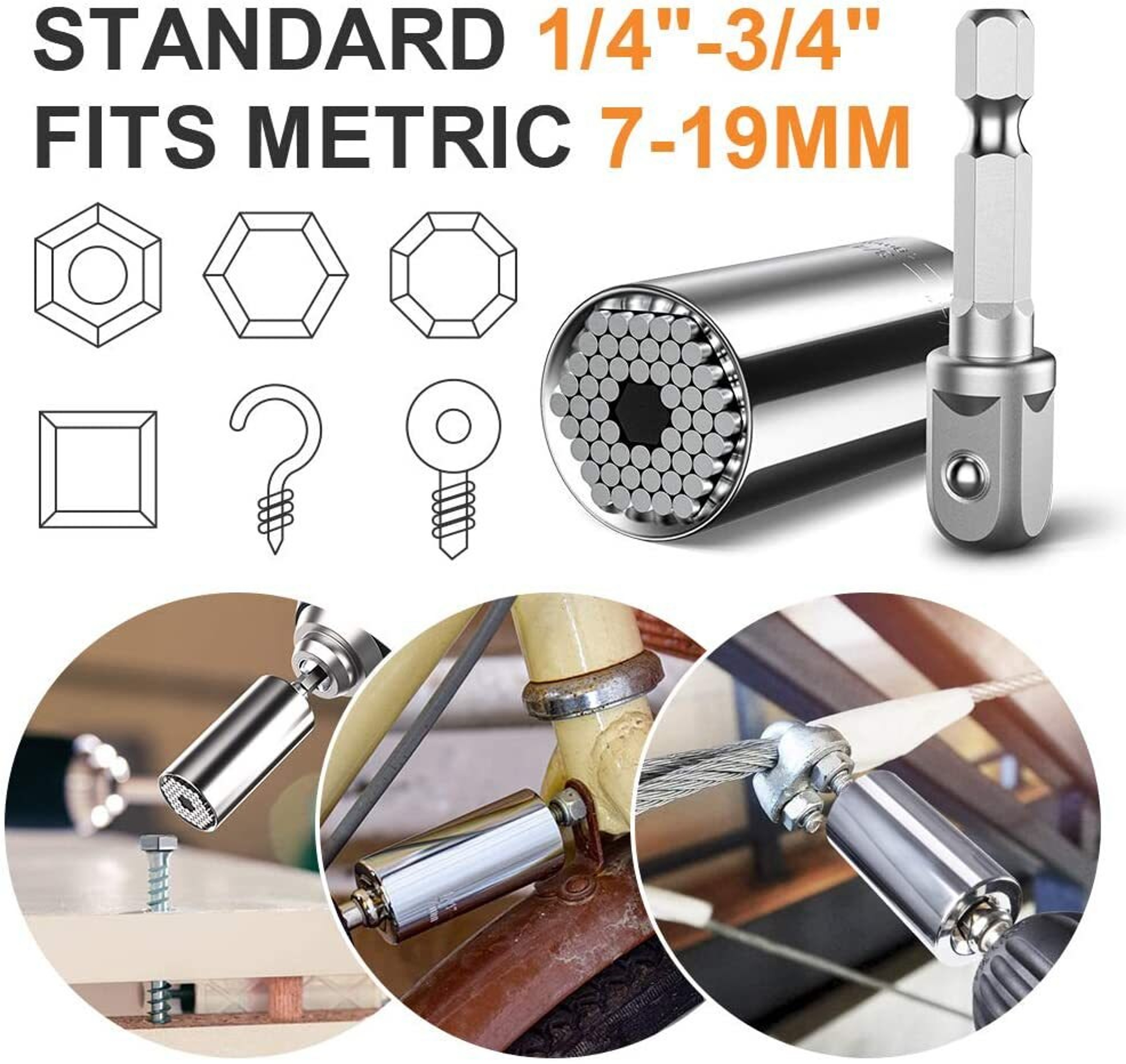 Universal Magic Socket Wrench Set With Drill Adapter Adjustable Socket Tool 2