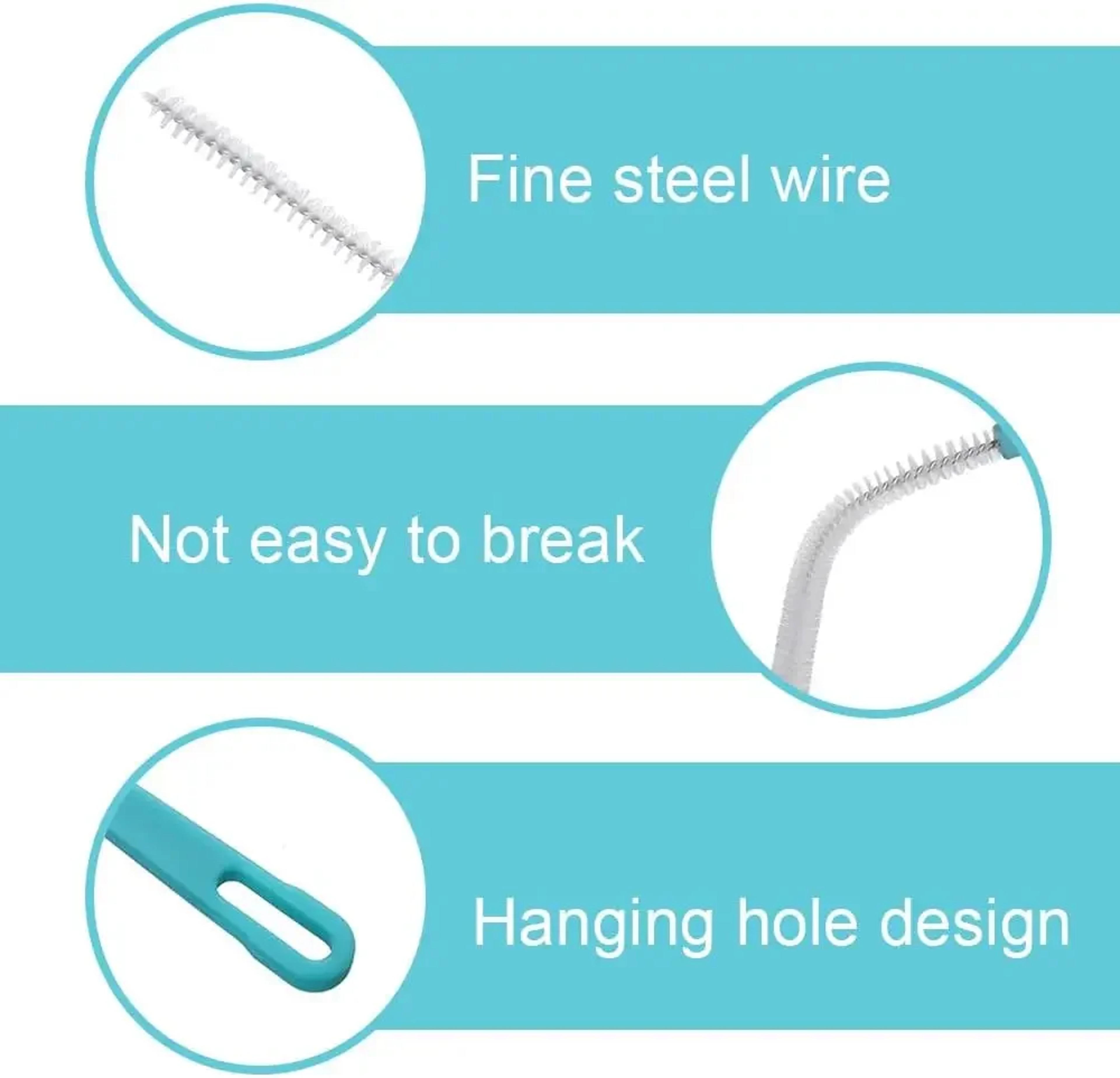 Premium Long Bristle Straw Cleaner Brush Set Reusable Tumbler  Bottle Tube Cleaning Tool 4
