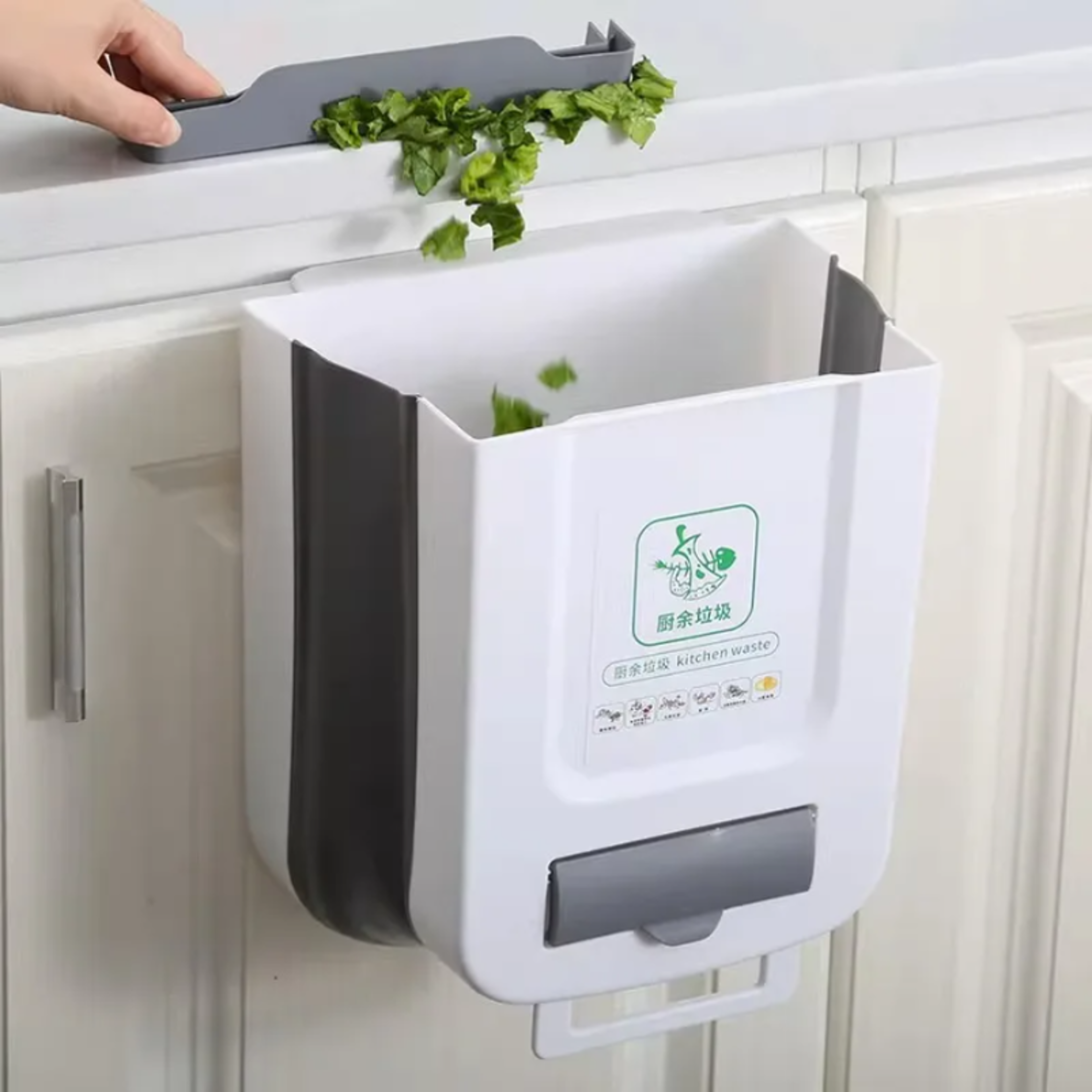 Space Saver Wall Mounted Folding Trash Can Kitchen Cabinet Door Trash Bin 1