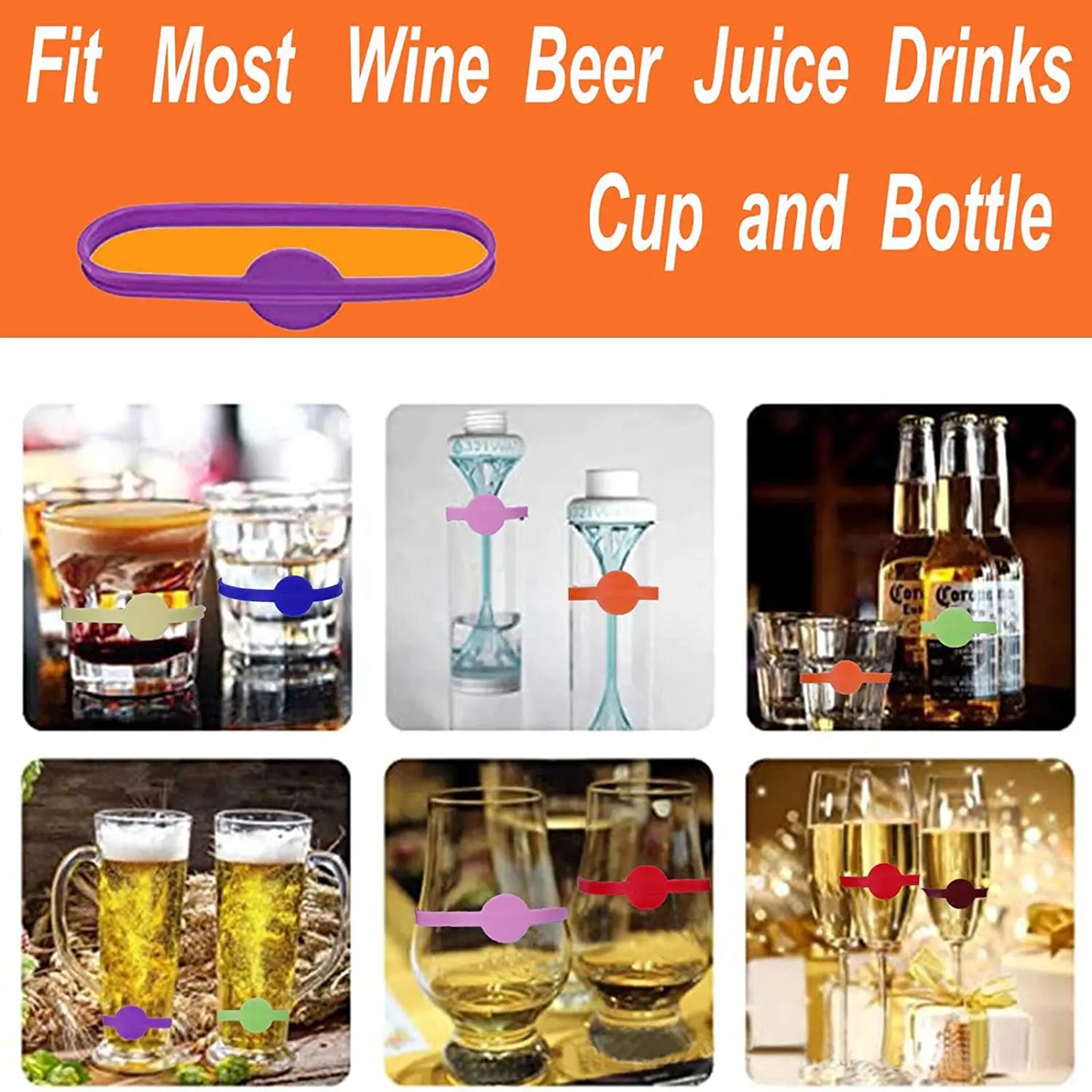 Silicone Drink Marker Charms Set For Wine Glasses And Cups Reusable Wine Glass Markers 4