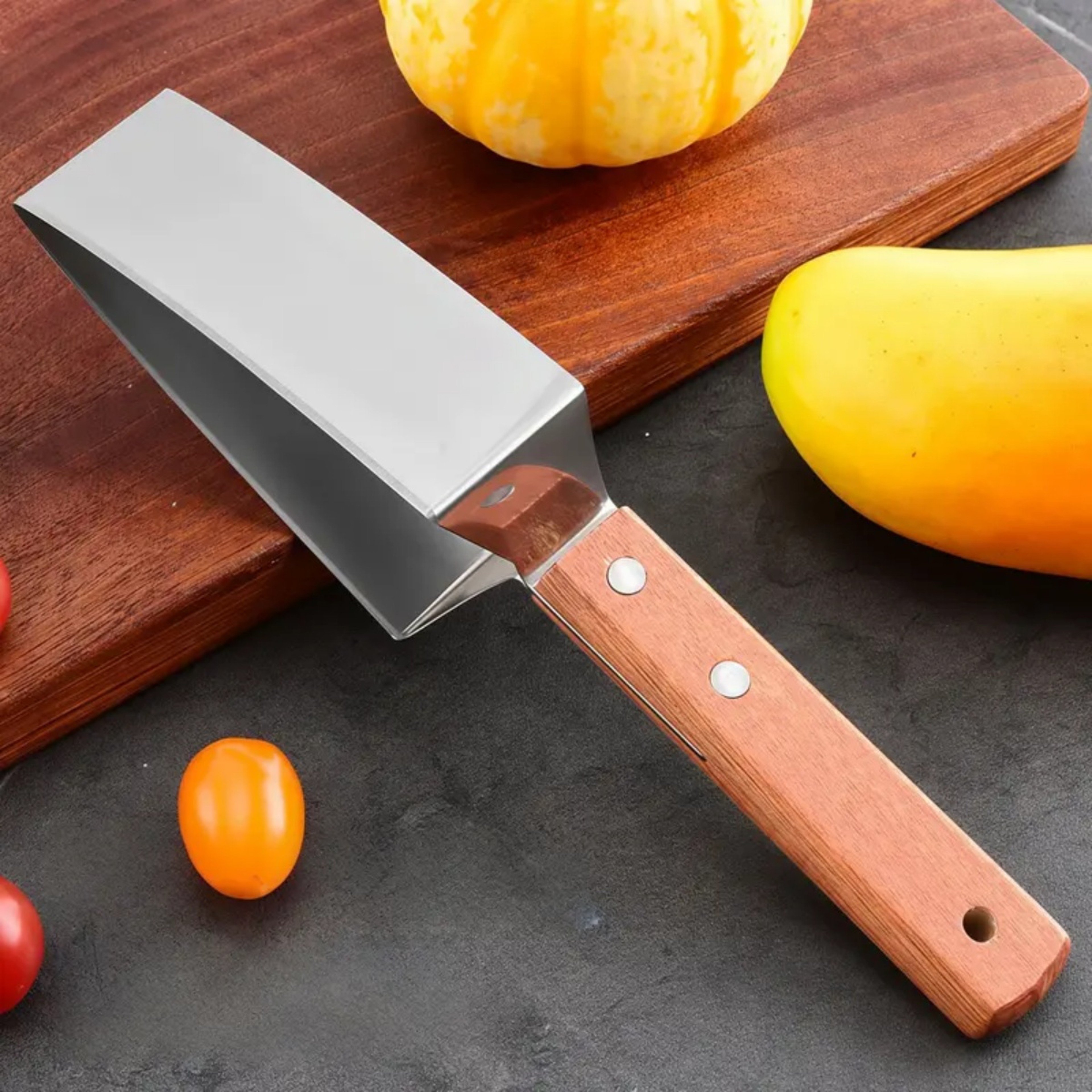 SliceMaster Stainless Steel Watermelon Cutter  Melon Slicer With Ergonomic Wooden Handle 4