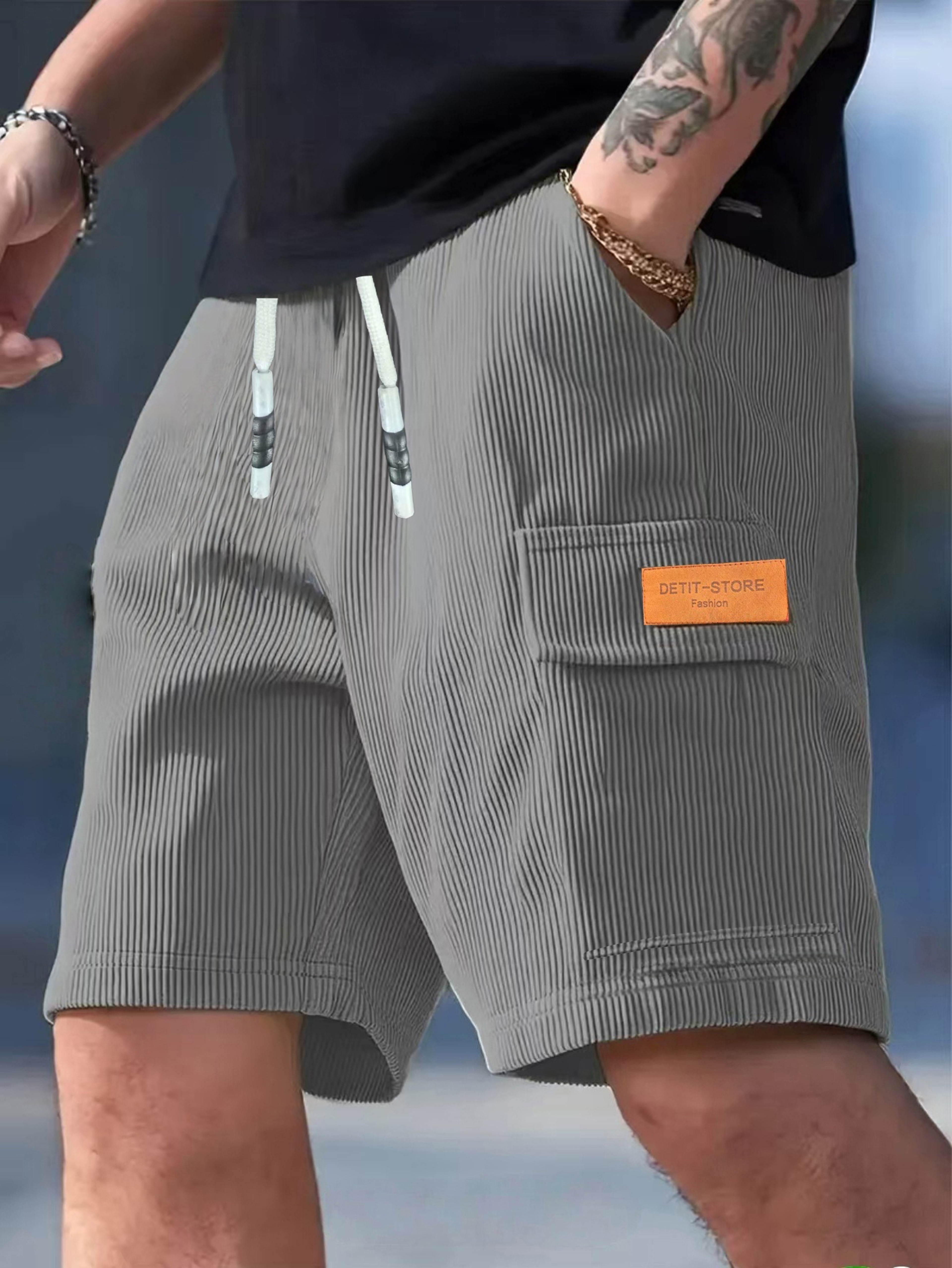 Textured Corduroy Mens Casual Shorts Breathable Beach Shorts For Everyday Wear  Sports 2