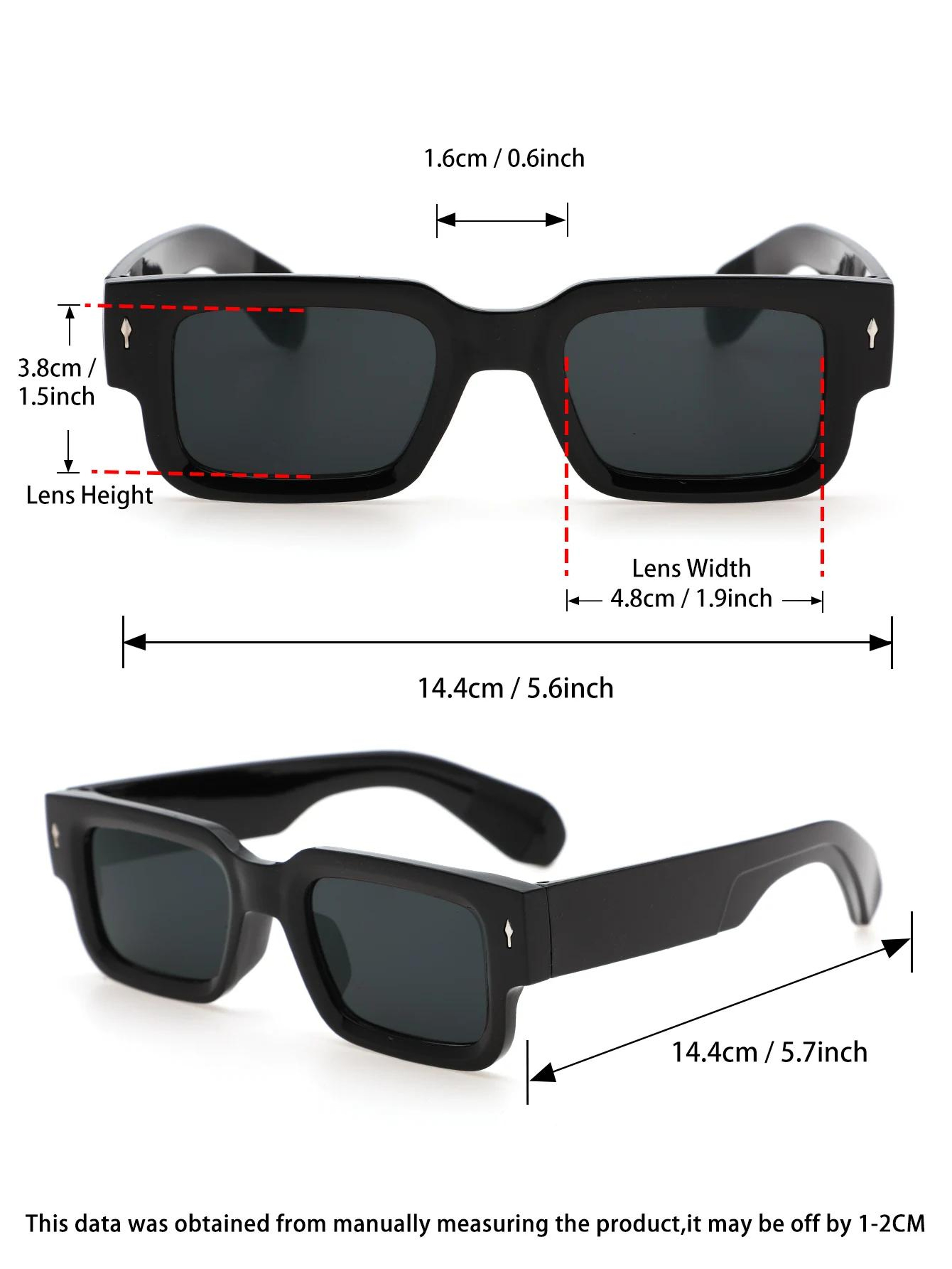 Rectangle Retro Sunglasses For Men  Women UV Style Fashion Shades 5