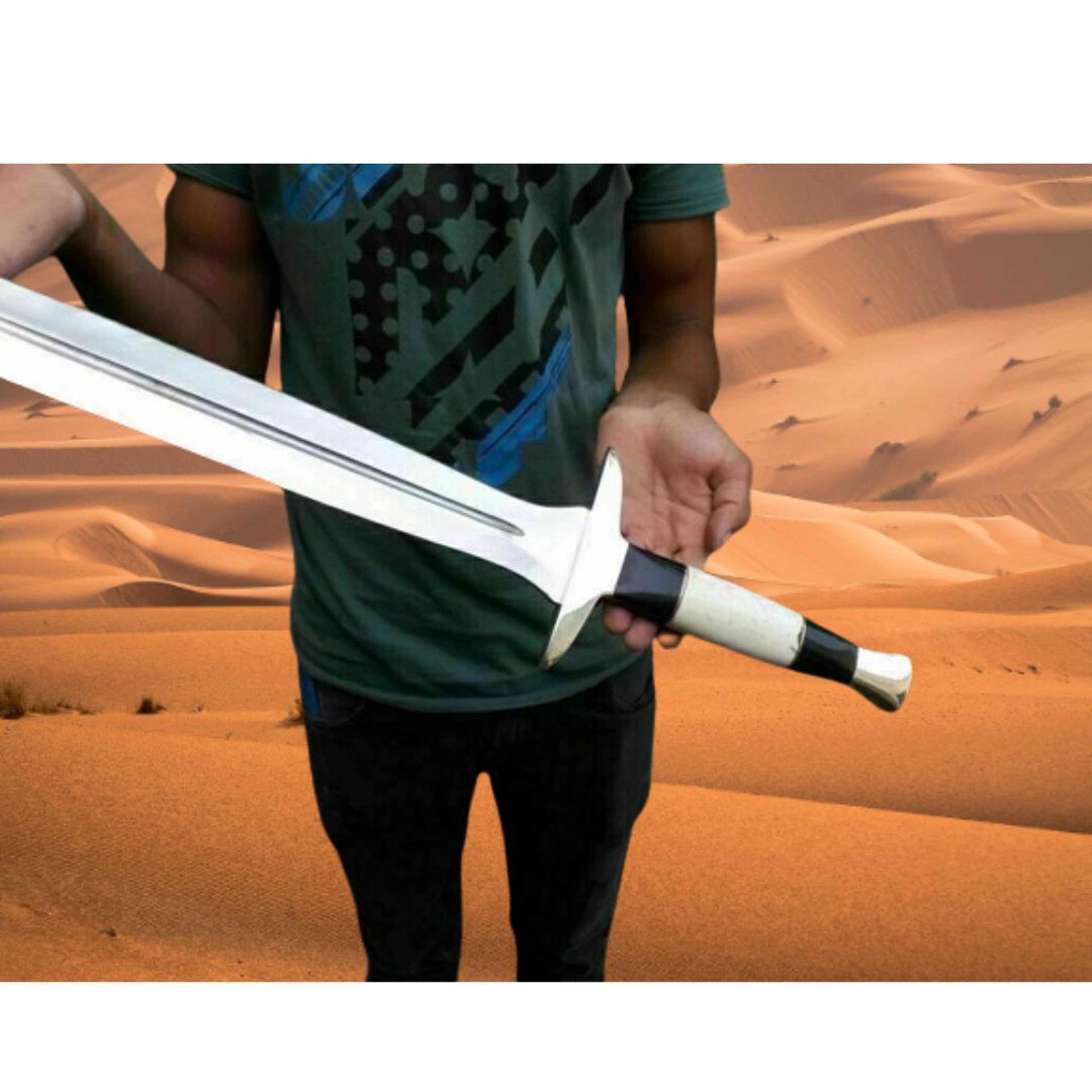 Handmade Sword | Camel Bone Handel Viking Sword | Survival Sword | Double Edge Sword | Replica Hunter New Sword Gift – view 3