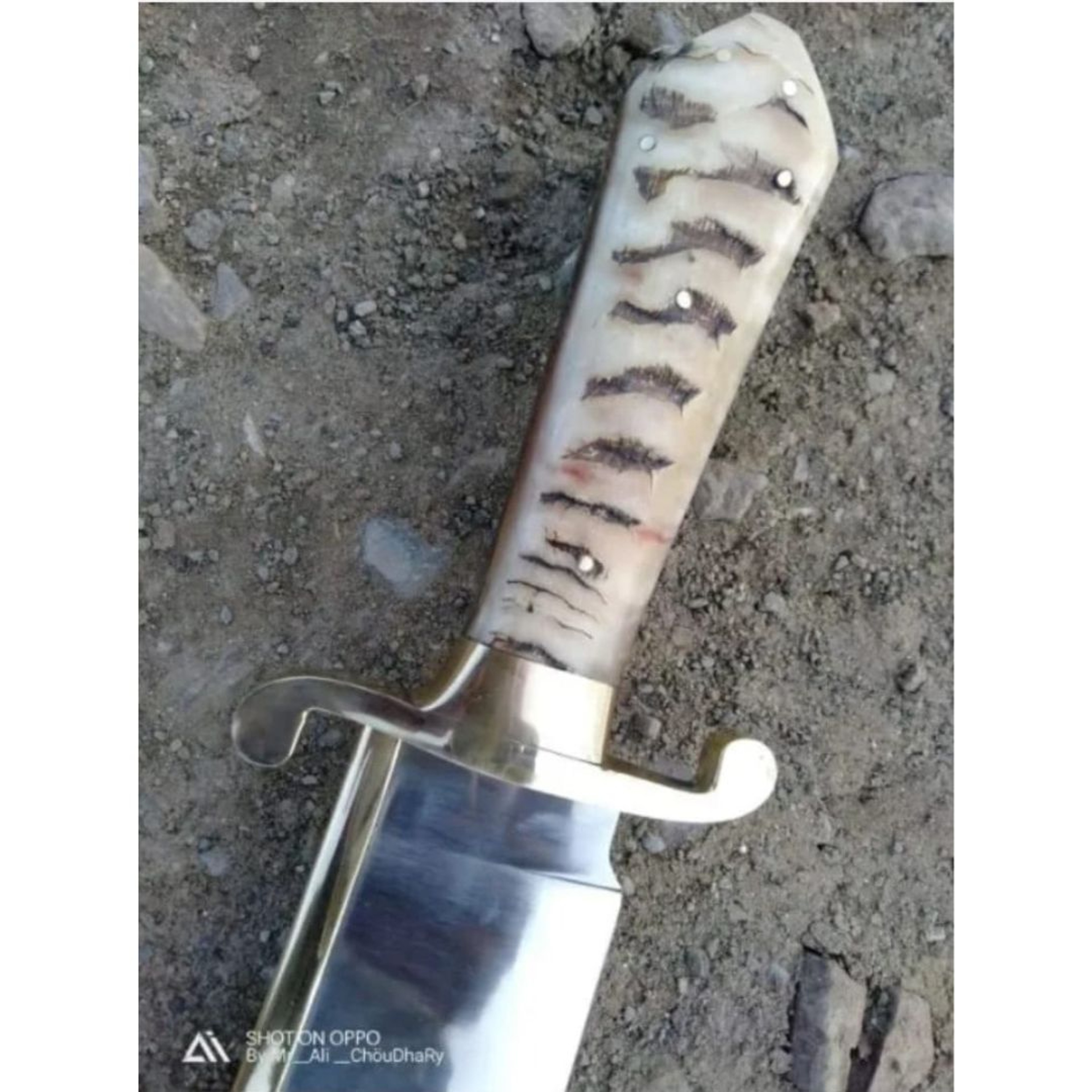 Ram Horn Handle Custom Handmade Bowie Knife Full Tang Hunting Bowie Survival Knife Gift For Him Knife Gift Special Knife – view 2