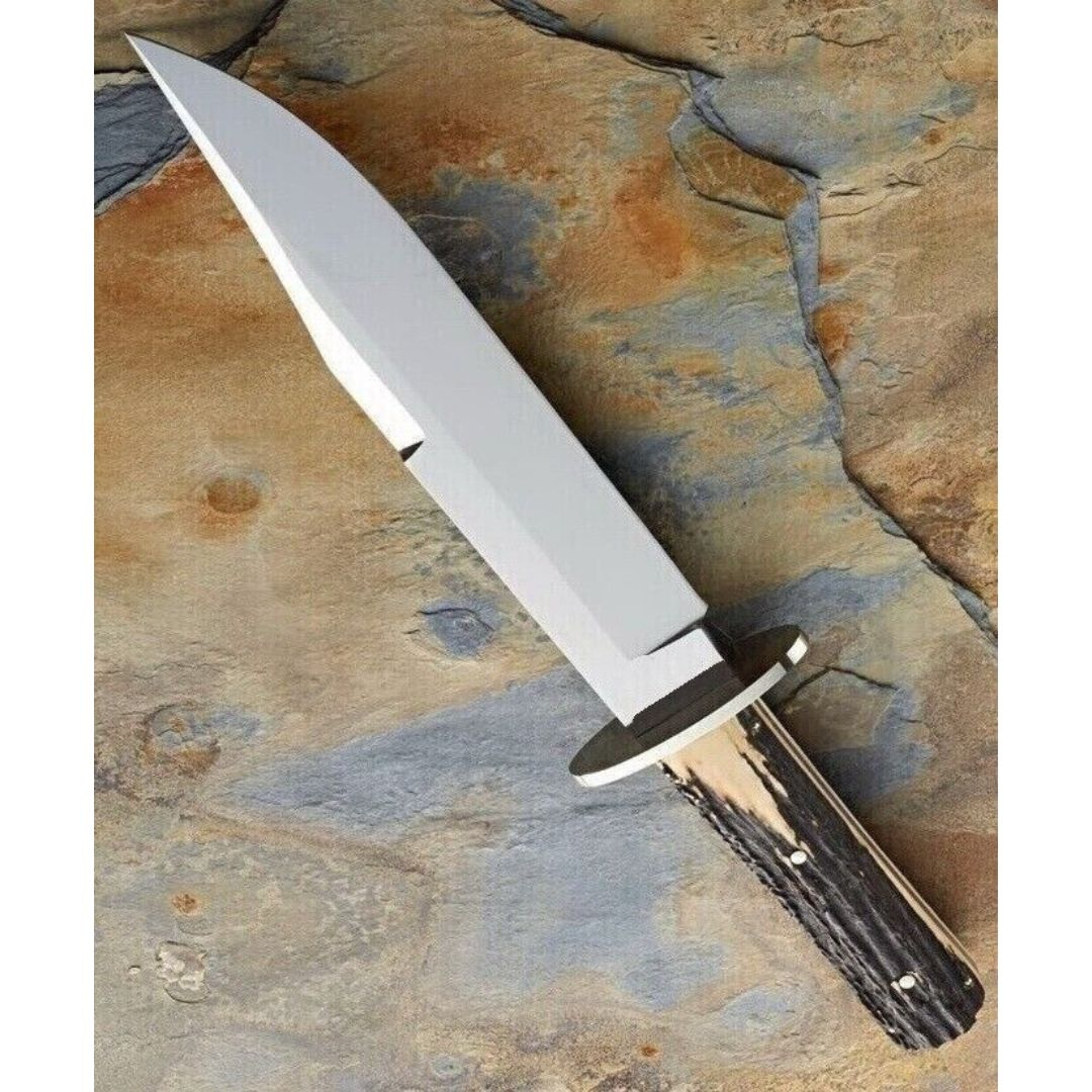 Stag Scales Handle Fixed Blade Bowie Knife Hunting Knife D2 Tool Steel Survival Bowie Camping Knife Gift For Him New – view 2