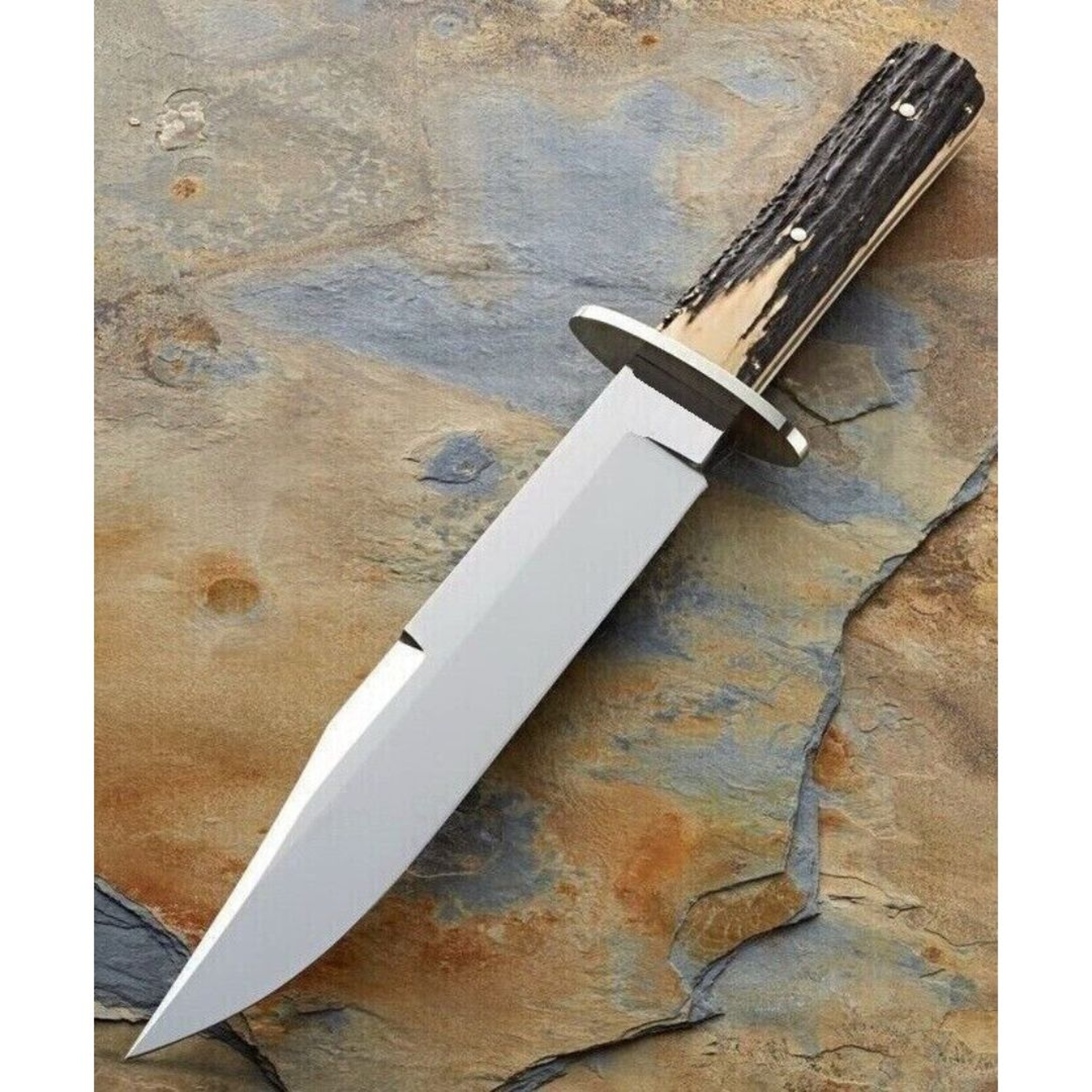 Stag Scales Handle Fixed Blade Bowie Knife Hunting Knife D2 Tool Steel Survival Bowie Camping Knife Gift For Him New – view 3