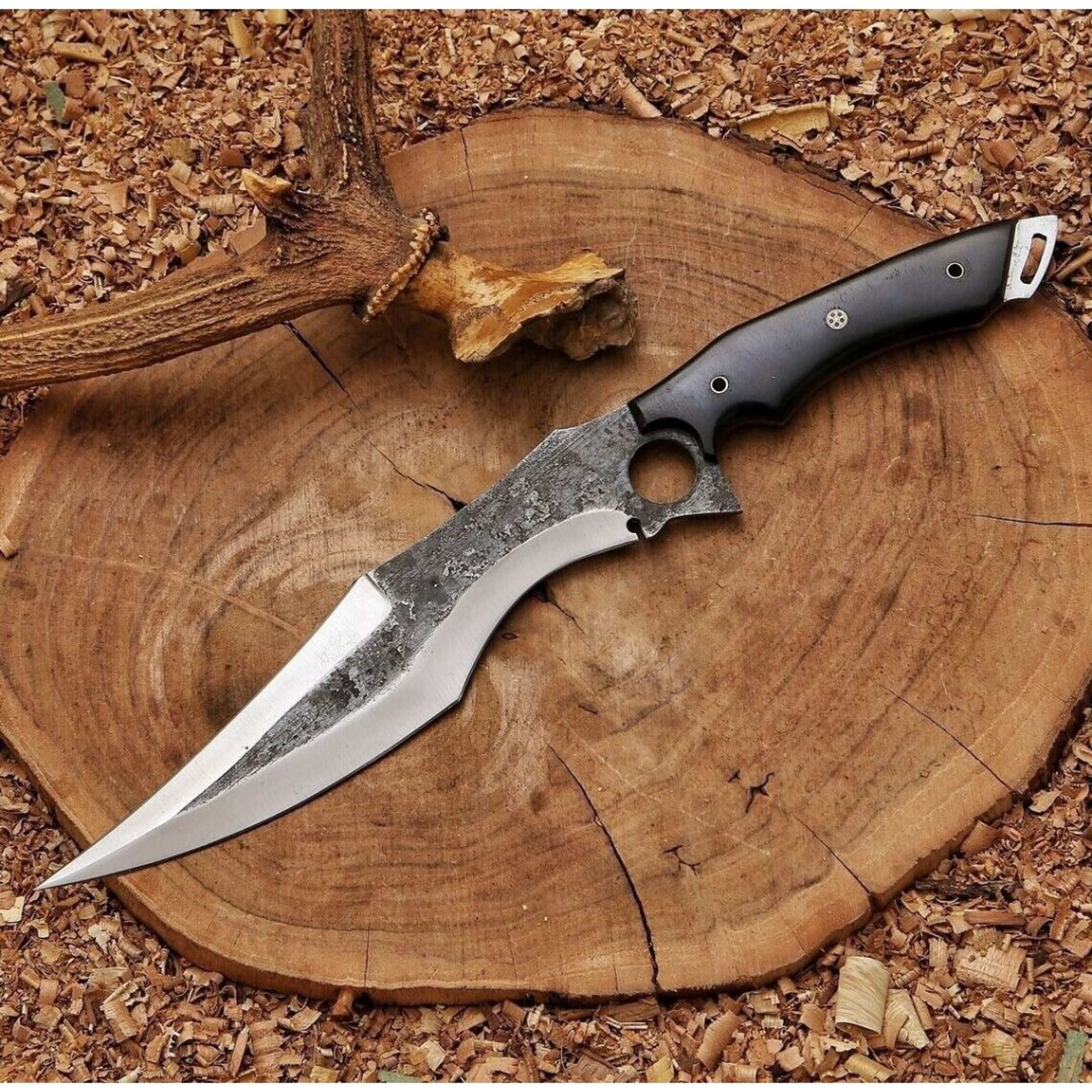 Carbon Steel Forged Hunting Knife Custom Handmade Bowie Knife Full Tang Survival – view 2