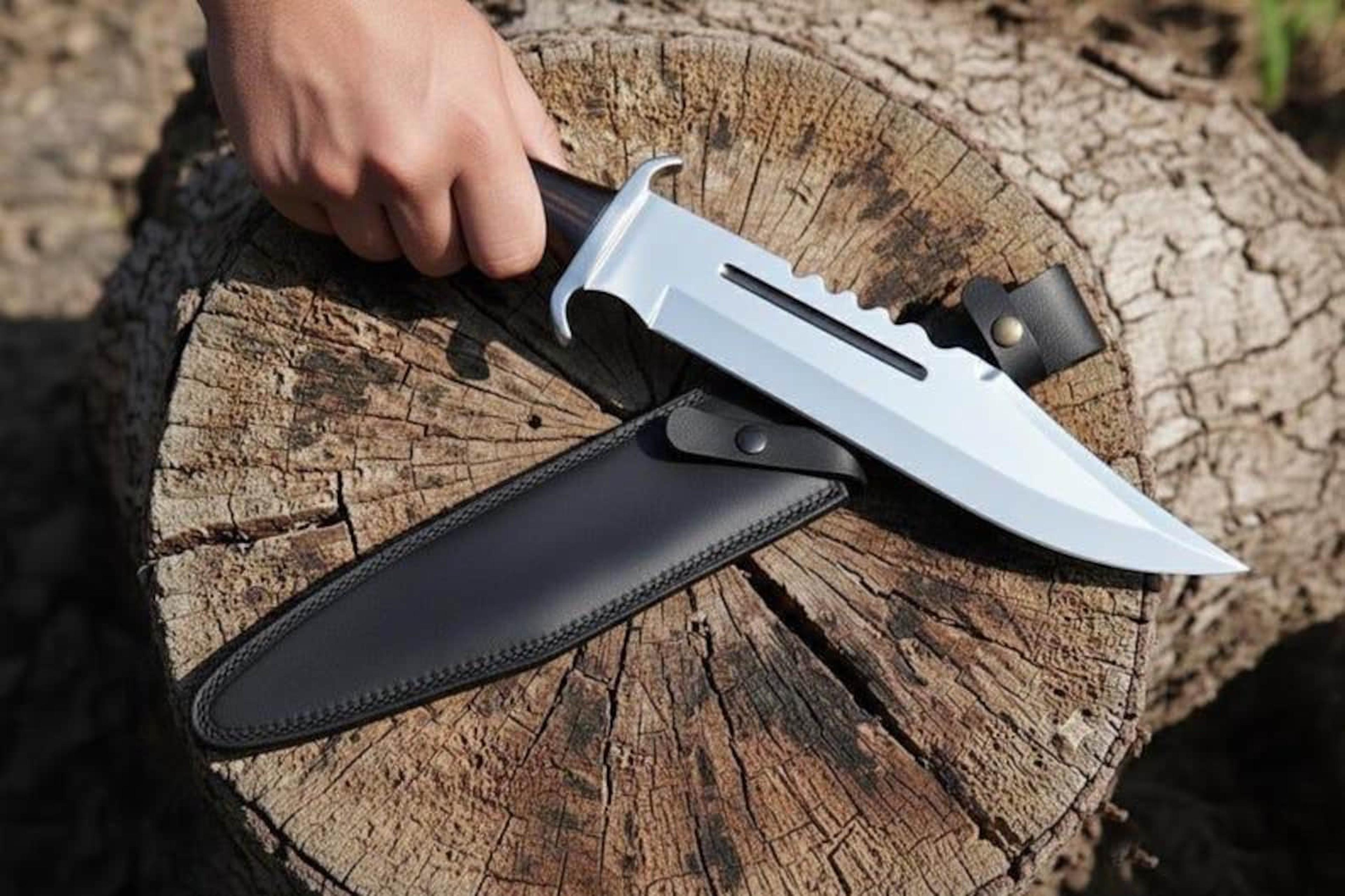 Handcrafted Bowie Knife With Premium Black Leather Sheath  Heavy Duty Survival Knife For Hunti 9