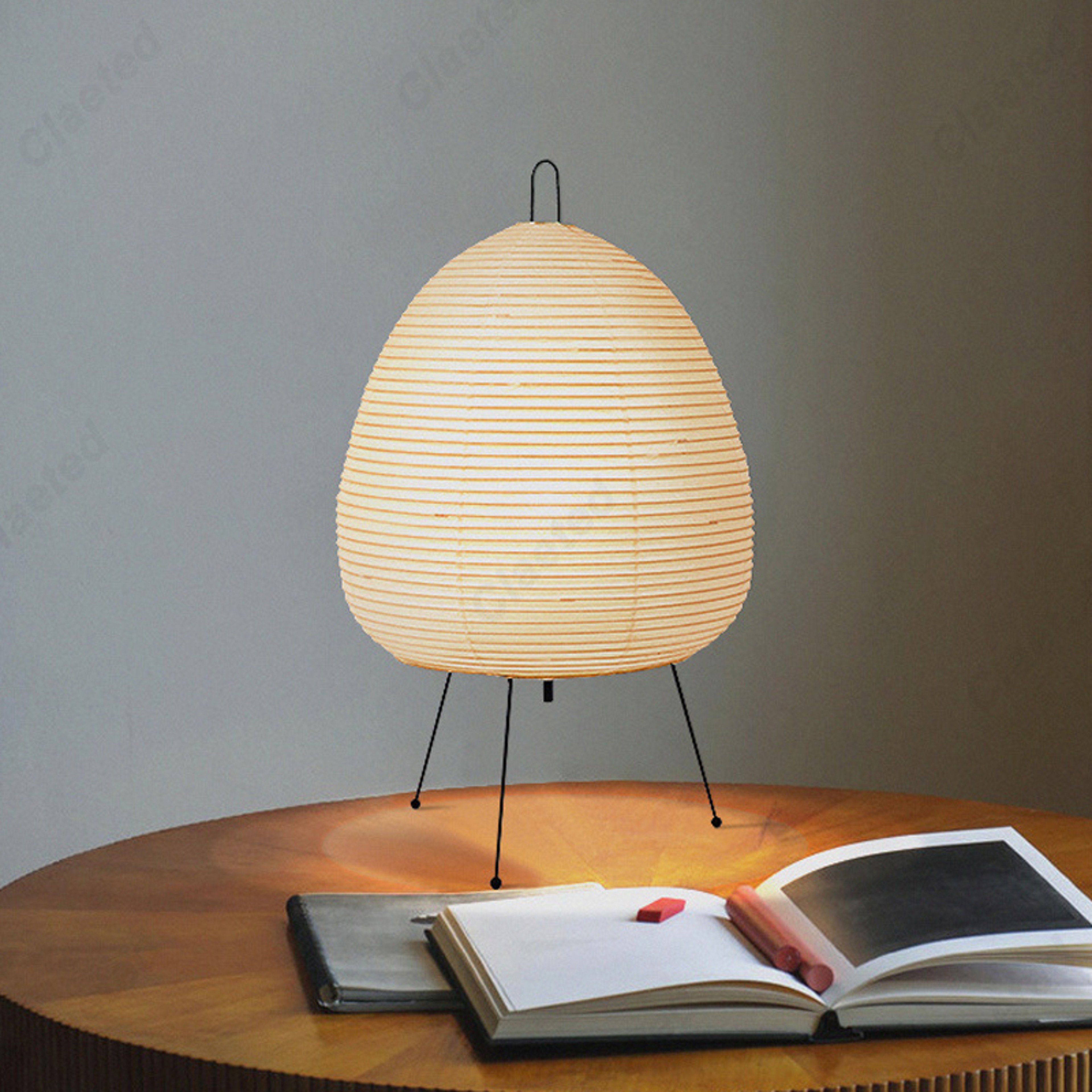 Design Paper Table Lamp, Tripod Rice Paper Style, LED Desk Lamp for Bedroom – view 3
