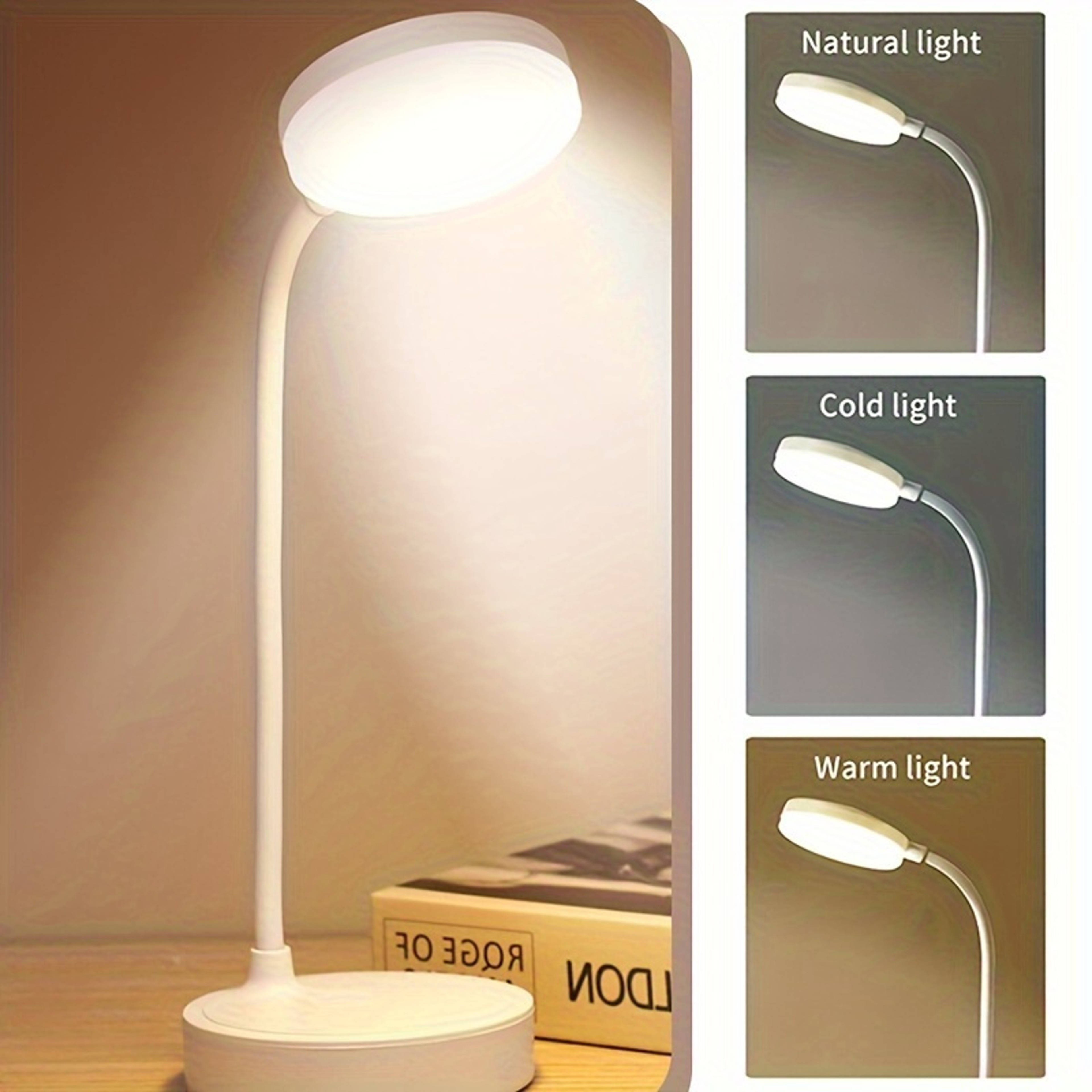 USB Rechargeable LED Table Lamp, Dimmable Wireless Touch Desk Lamp, Night Light for Office, Study, Room – view 3