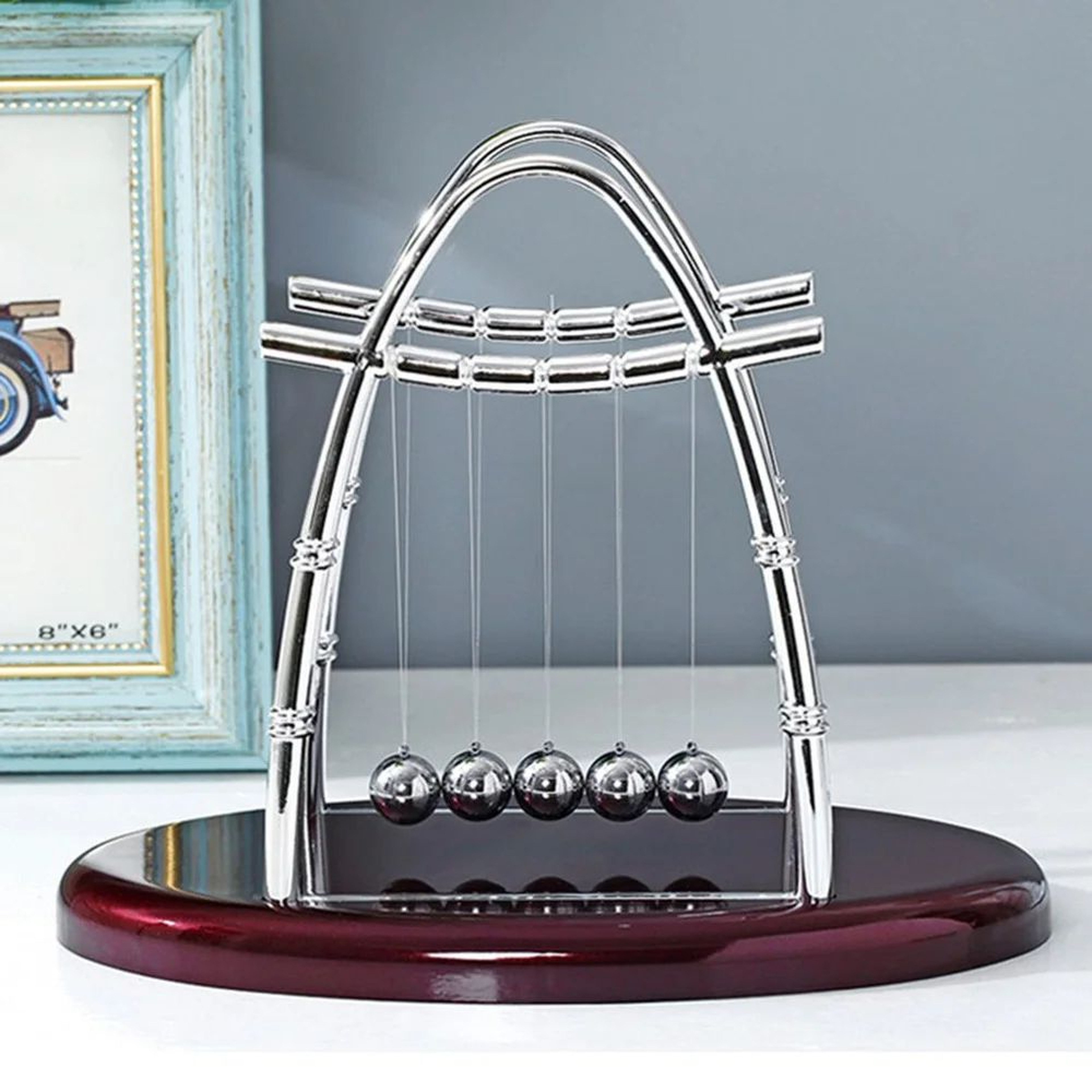 Newtons Cradle Creative Physics Science Craft Educational Steel Balance Ball Toy Funny Desktop Orna 6