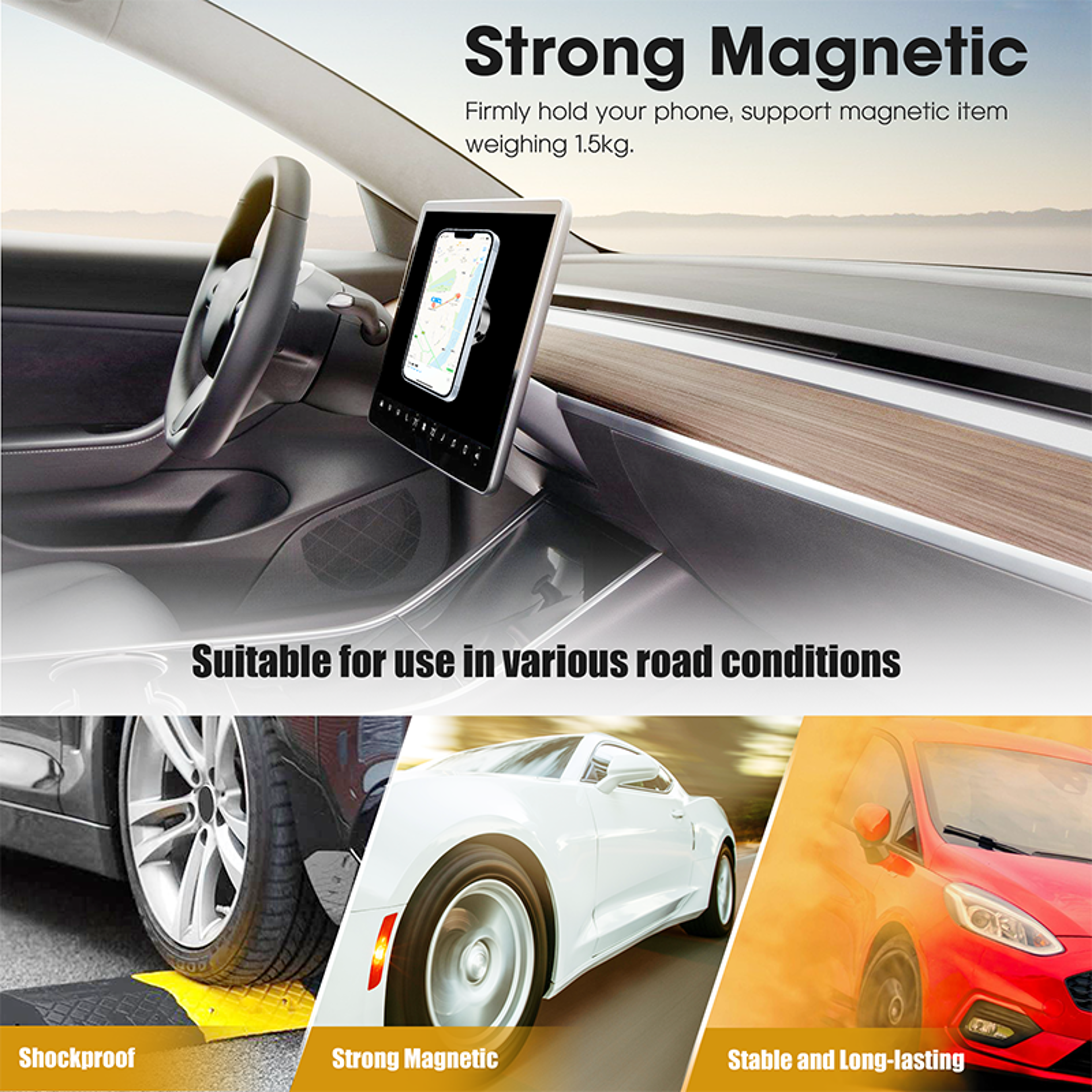 Magnetic Car Phone Holder Universal Adsorption Mount Black Technology Vacuum Bracket For IPhone Sam 3