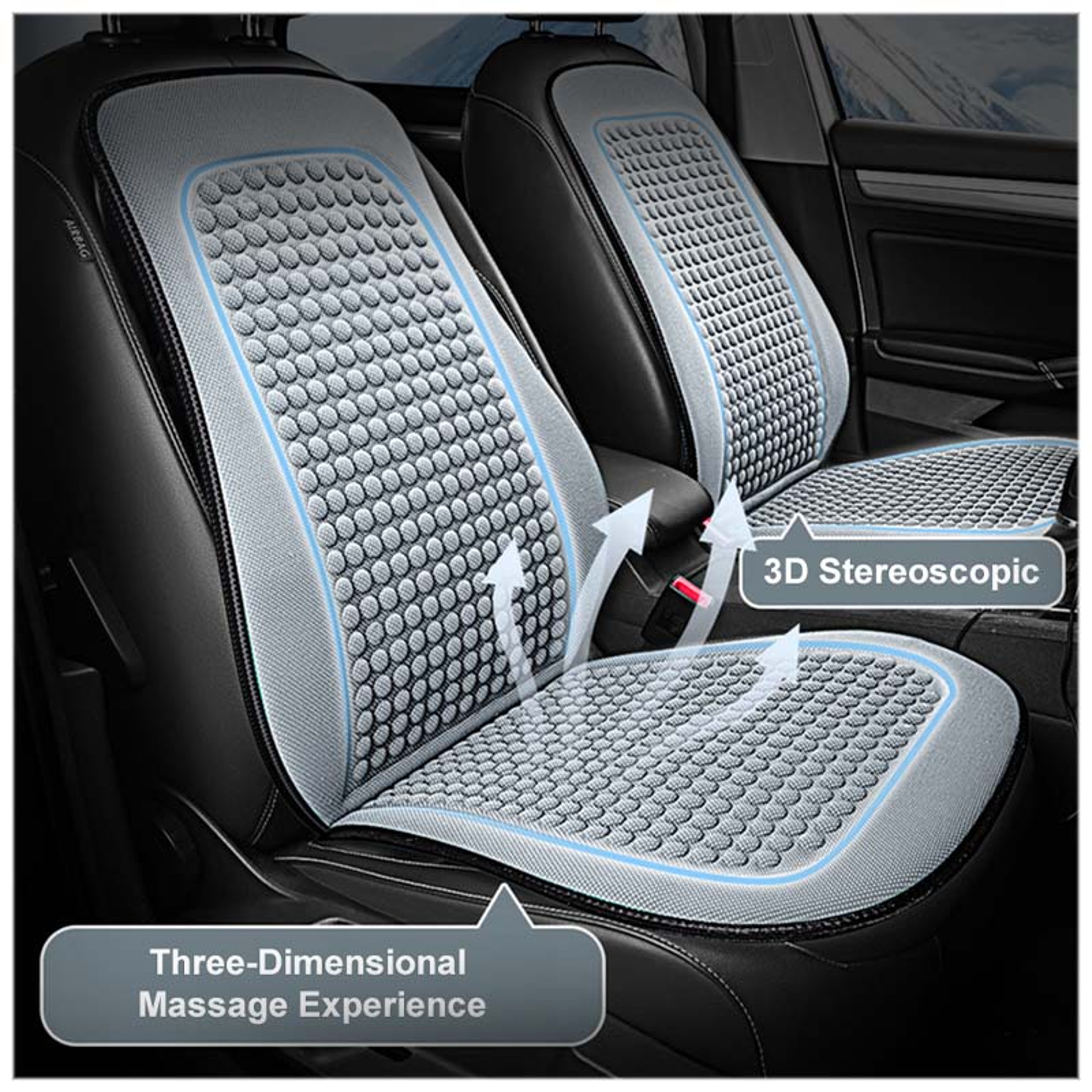 Cooling Car Seat Cushion Breathable Universal Car Seat Cover with Massage Support Pad – view 2
