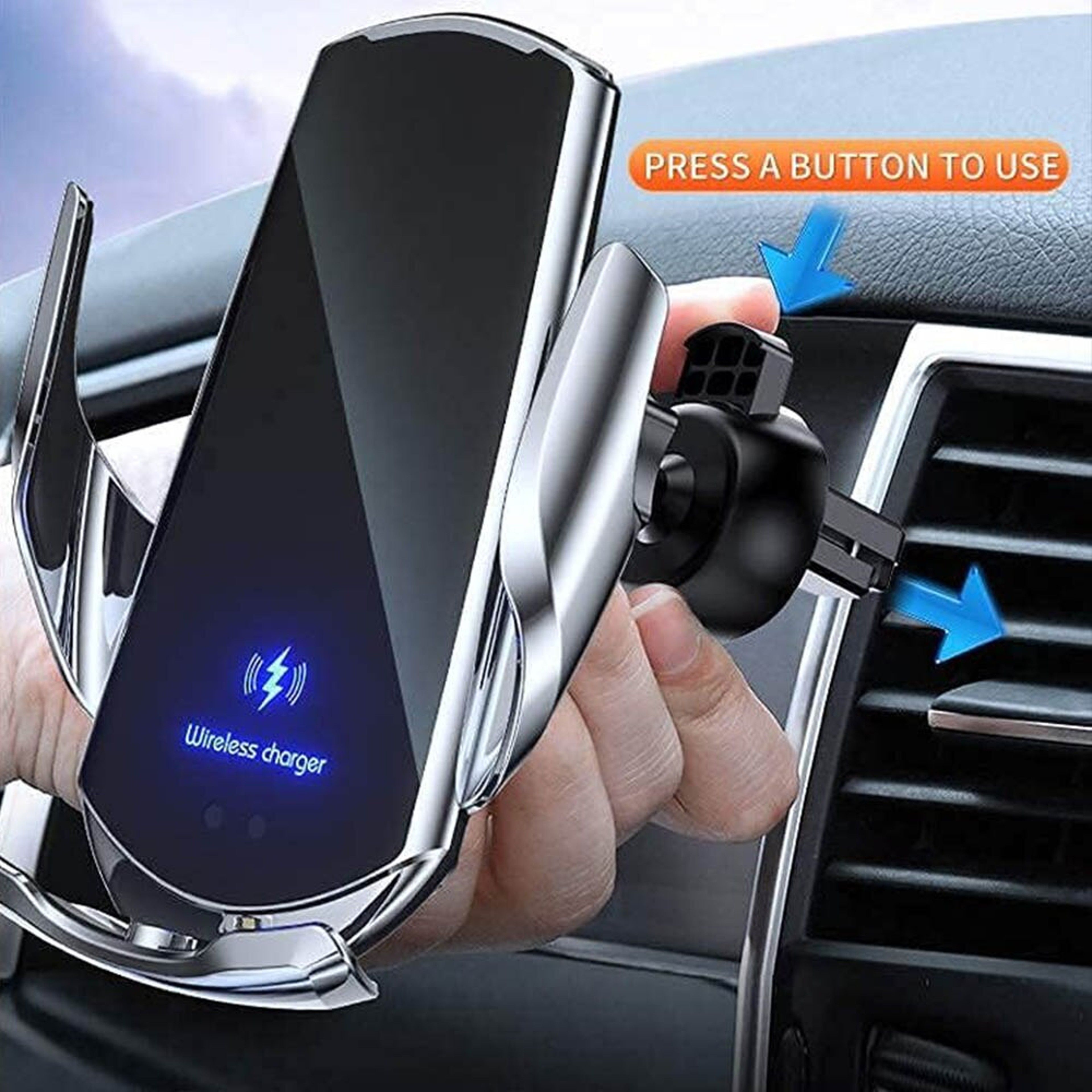 Wireless Car Charger Auto Clamping Phone Mount For IPhone And Qi Enabled Android 3