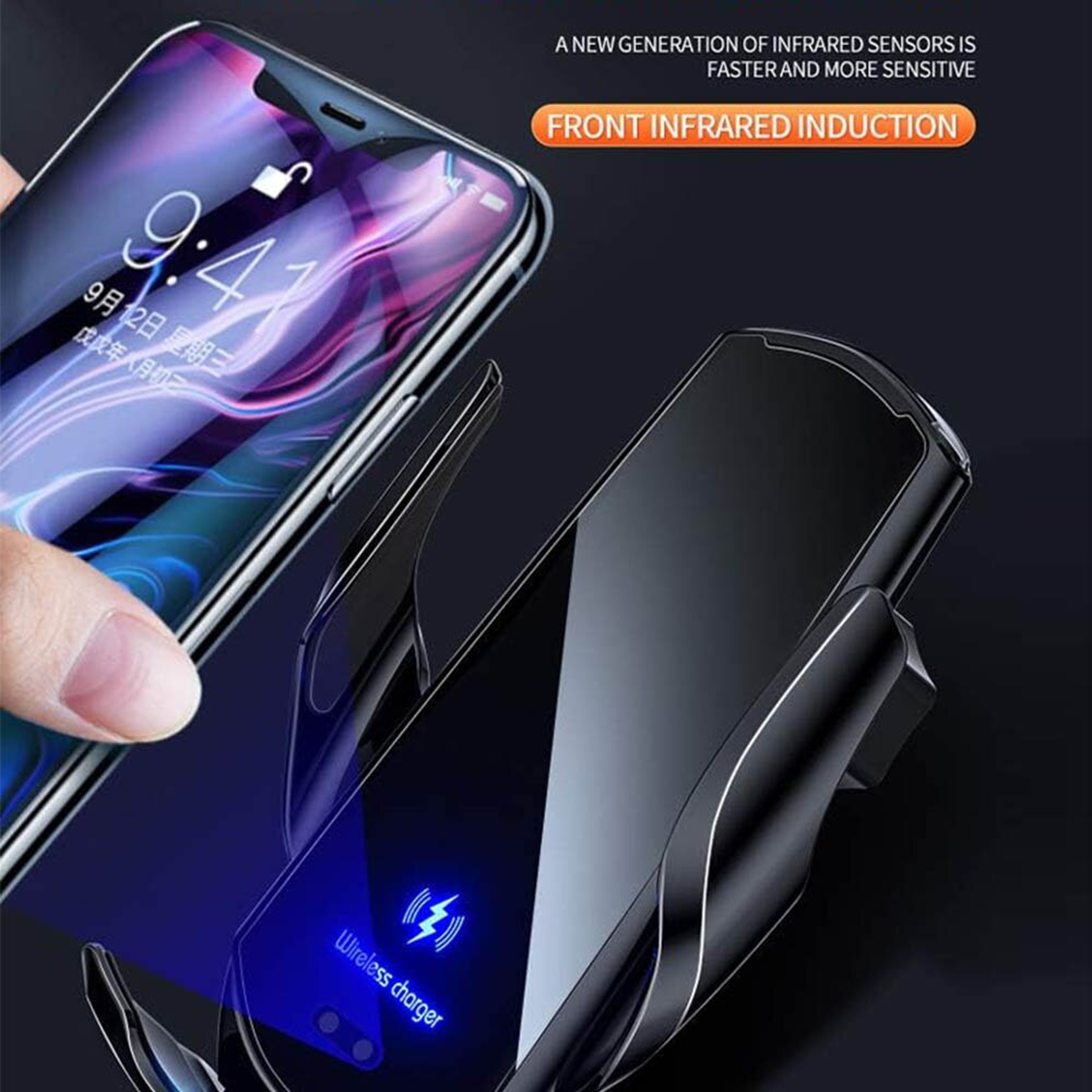 Wireless Car Charger Auto Clamping Phone Mount For IPhone And Qi Enabled Android 4