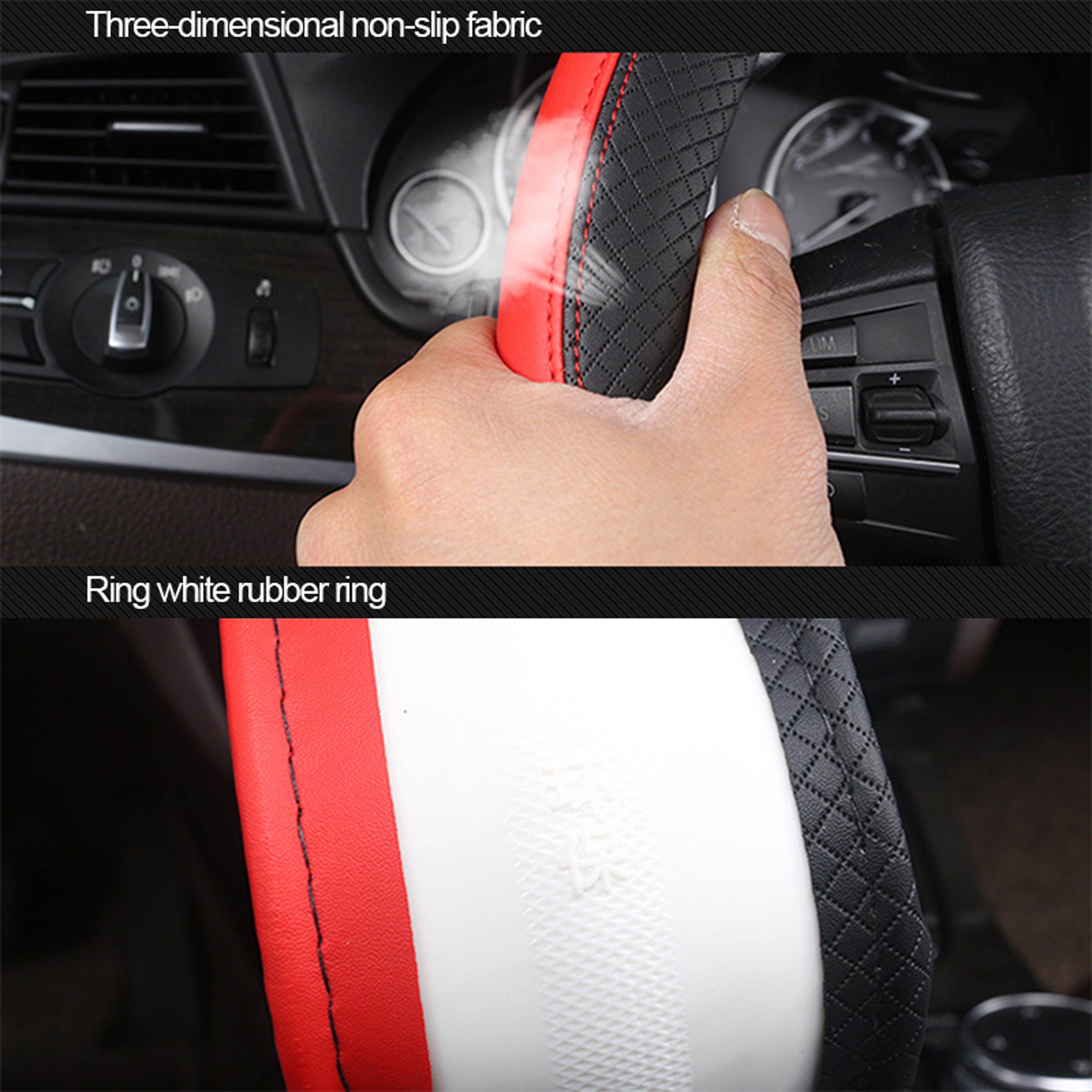Universal Car Steering Wheel Cover Breathable Faux Leather Anti Slip Grip Protector 5