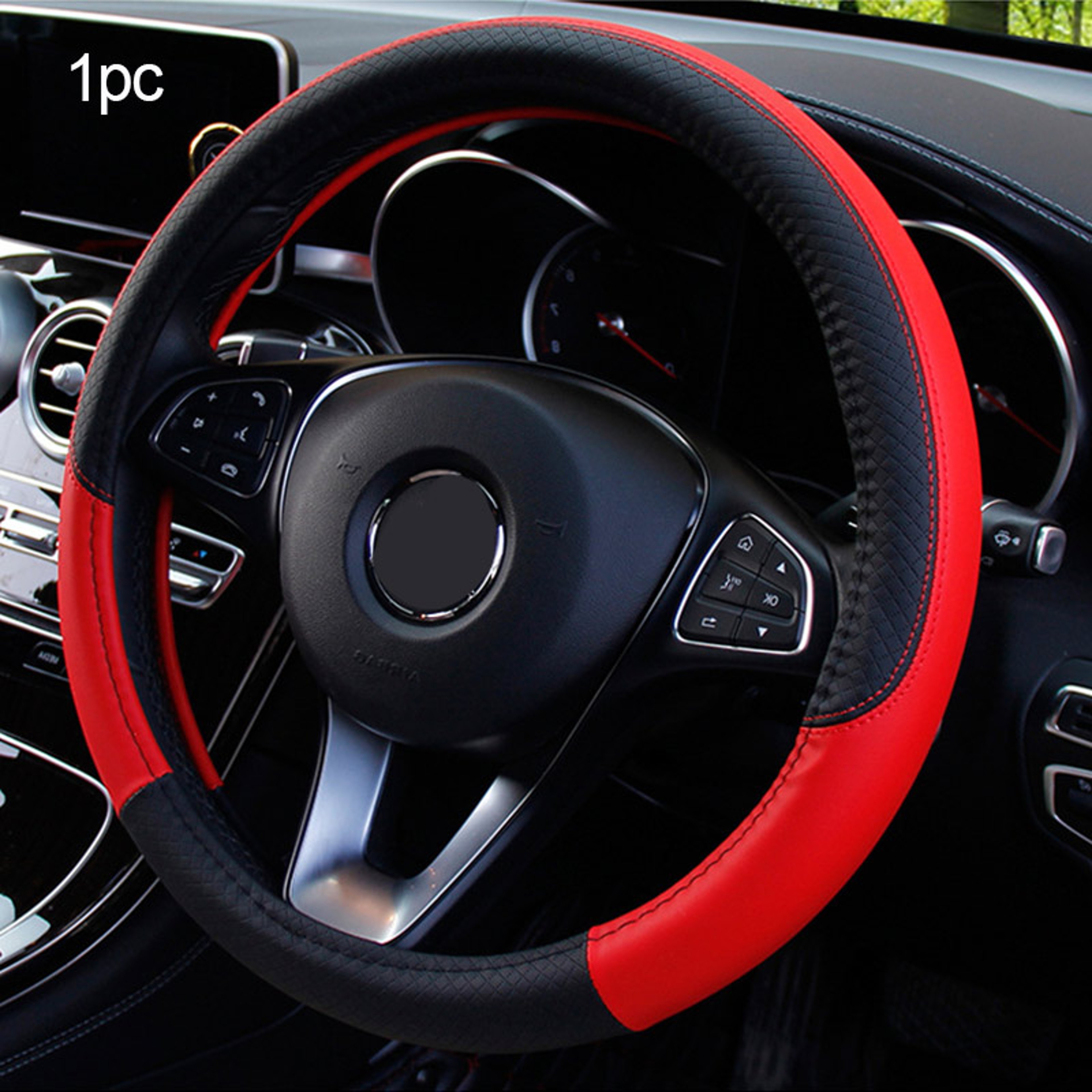 Universal Car Steering Wheel Cover Breathable Faux Leather Anti Slip Grip Protector 2