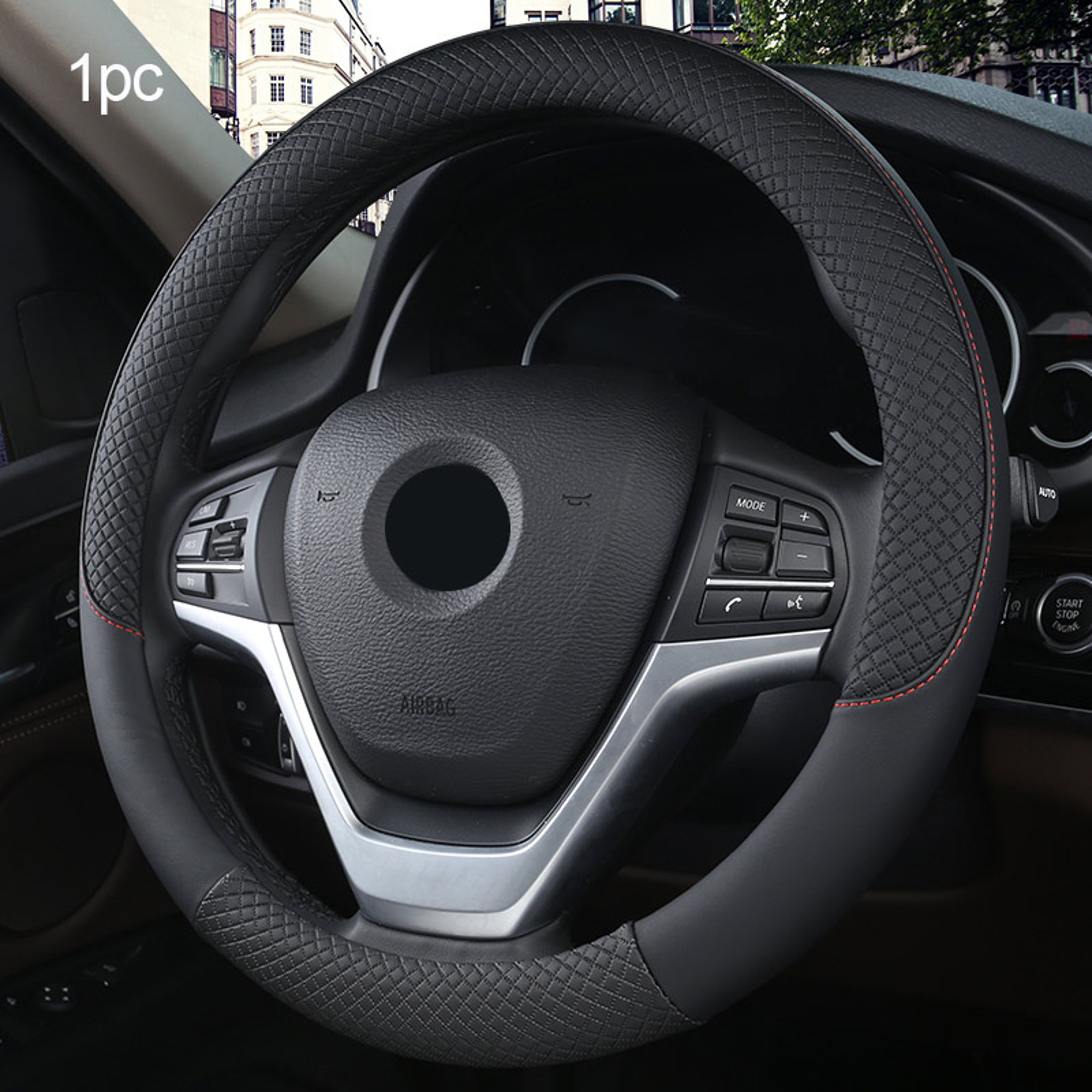 Universal Car Steering Wheel Cover Breathable Faux Leather Anti Slip Grip Protector 3