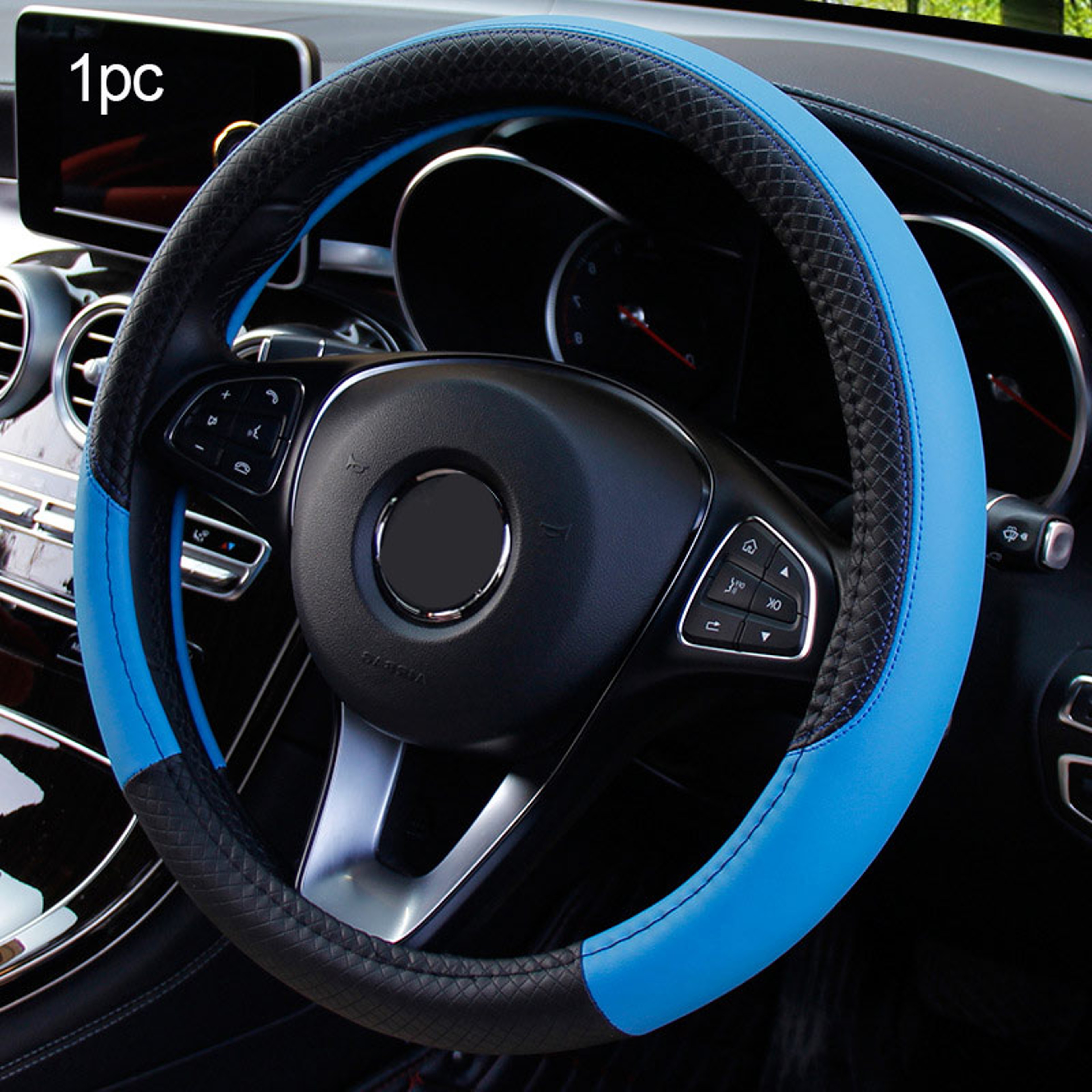 Universal Car Steering Wheel Cover Breathable Faux Leather Anti Slip Grip Protector 4
