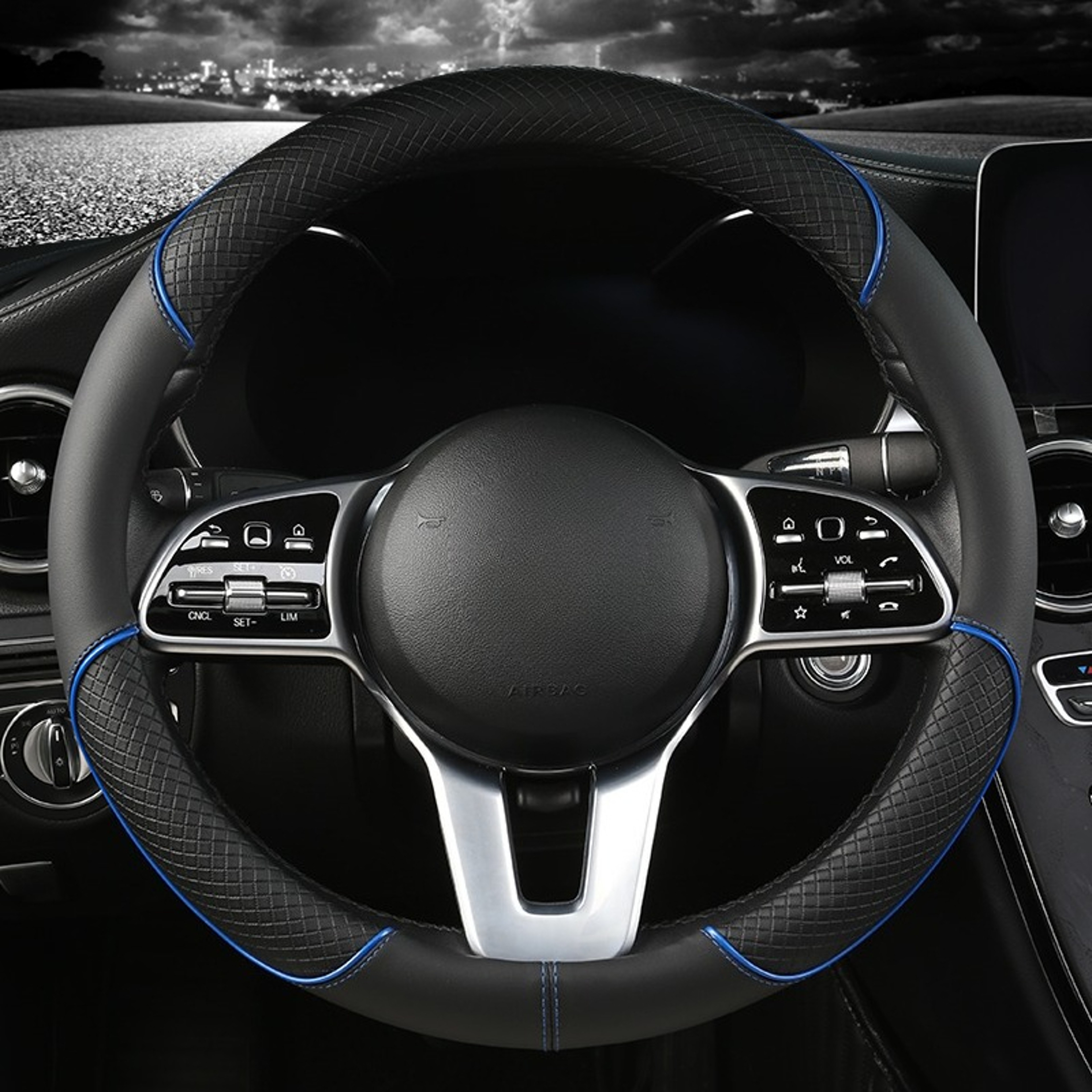 Leather Steering Wheel Cover Universal Diamond Grip Anti Slip Car Wheel Protector 8