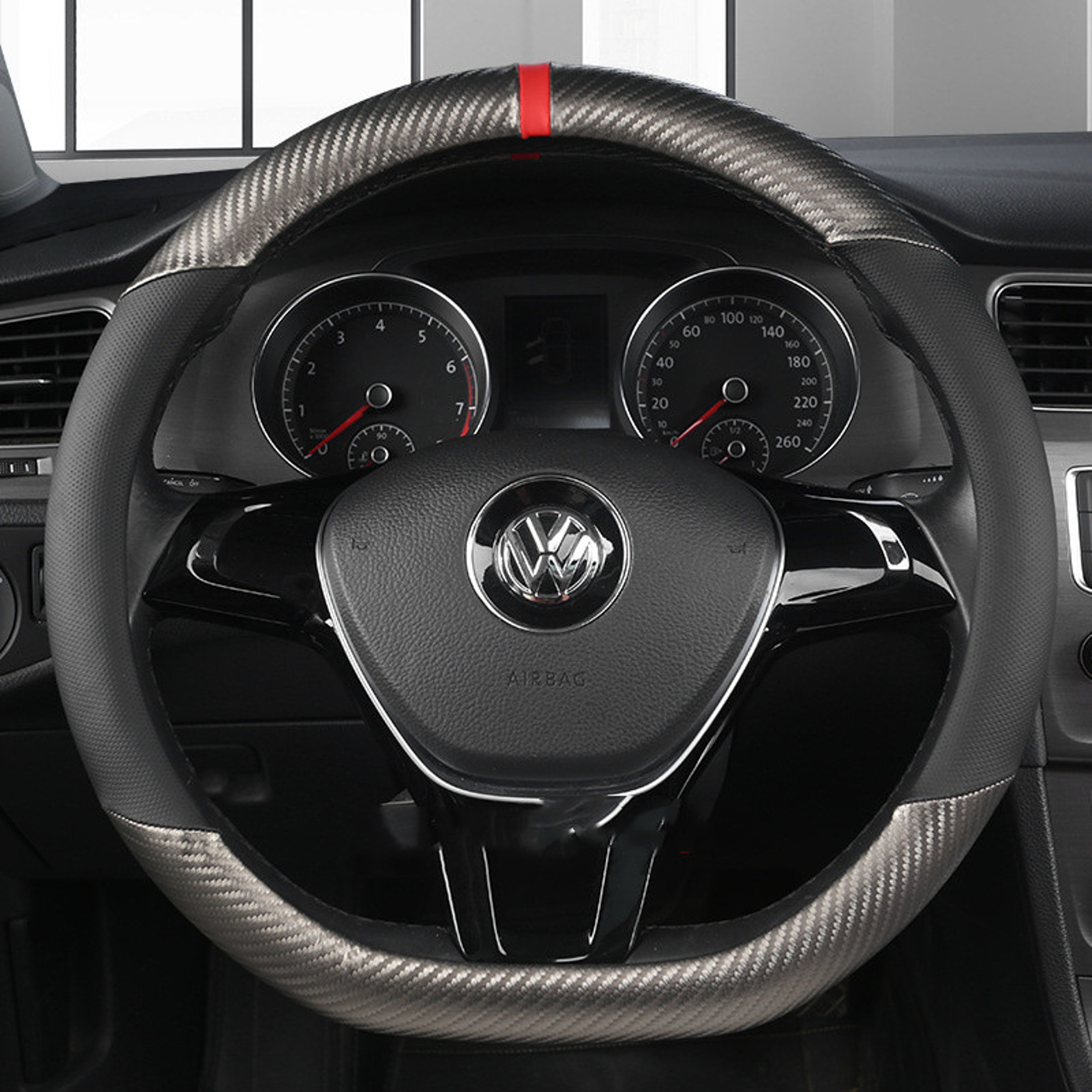 Universal D Shape Steering Wheel Cover Breathable Anti Slip Grip For Car Steering Wheels 2