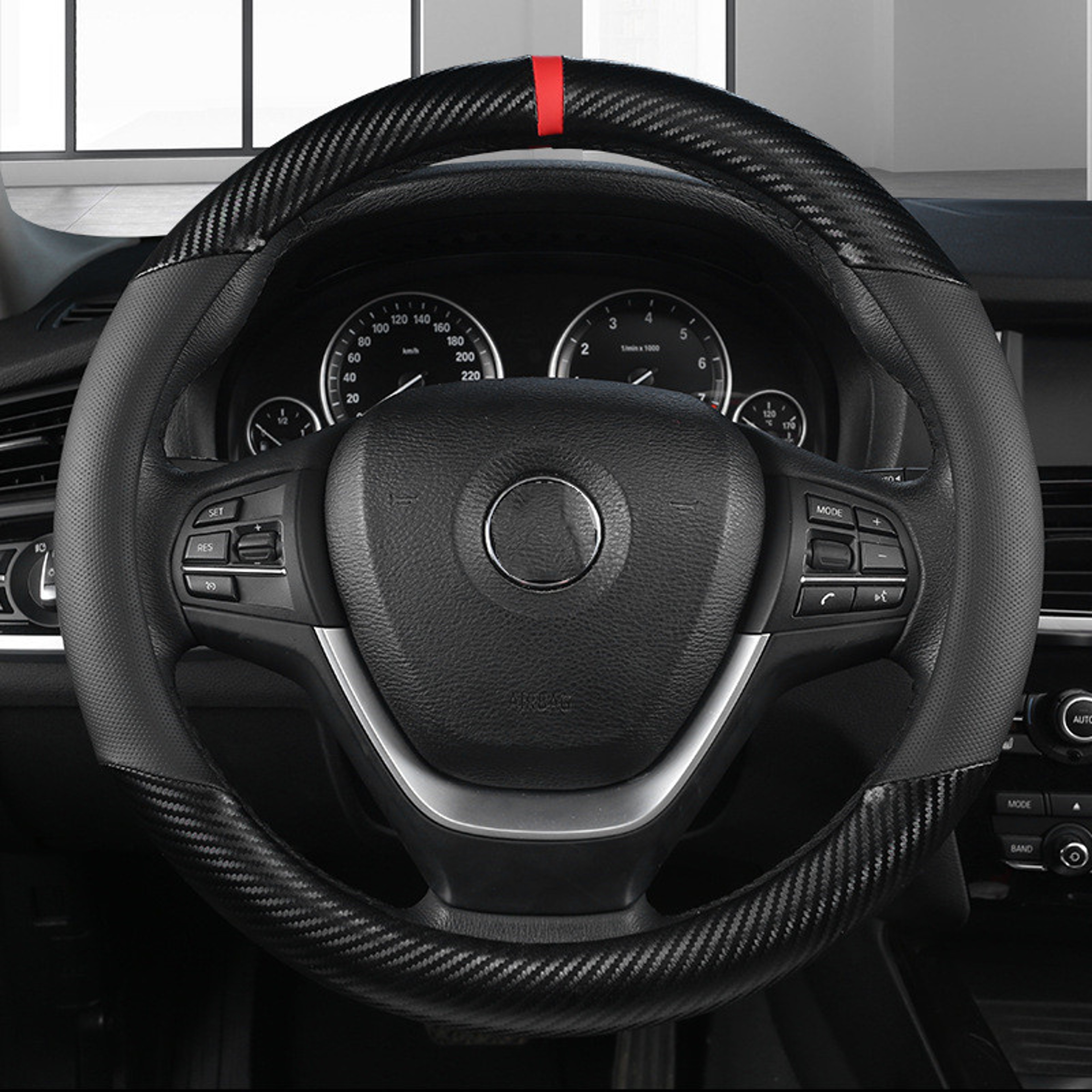 Universal D Shape Steering Wheel Cover Breathable Anti Slip Grip For Car Steering Wheels 3