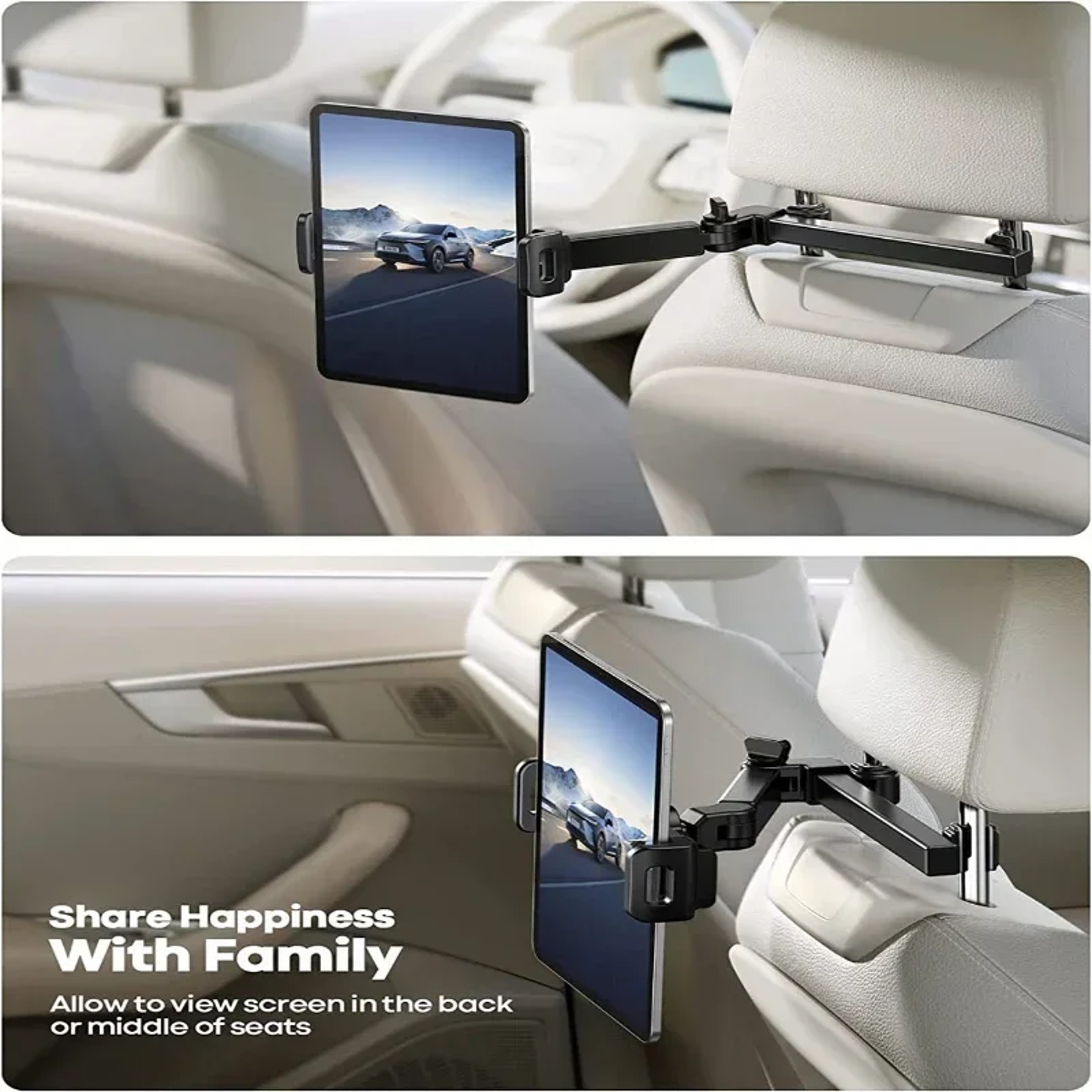 Car Tablet Holder Headrest Tablet Mount Adjustable Backseat iPad Holder for Phones and Tablets – view 4