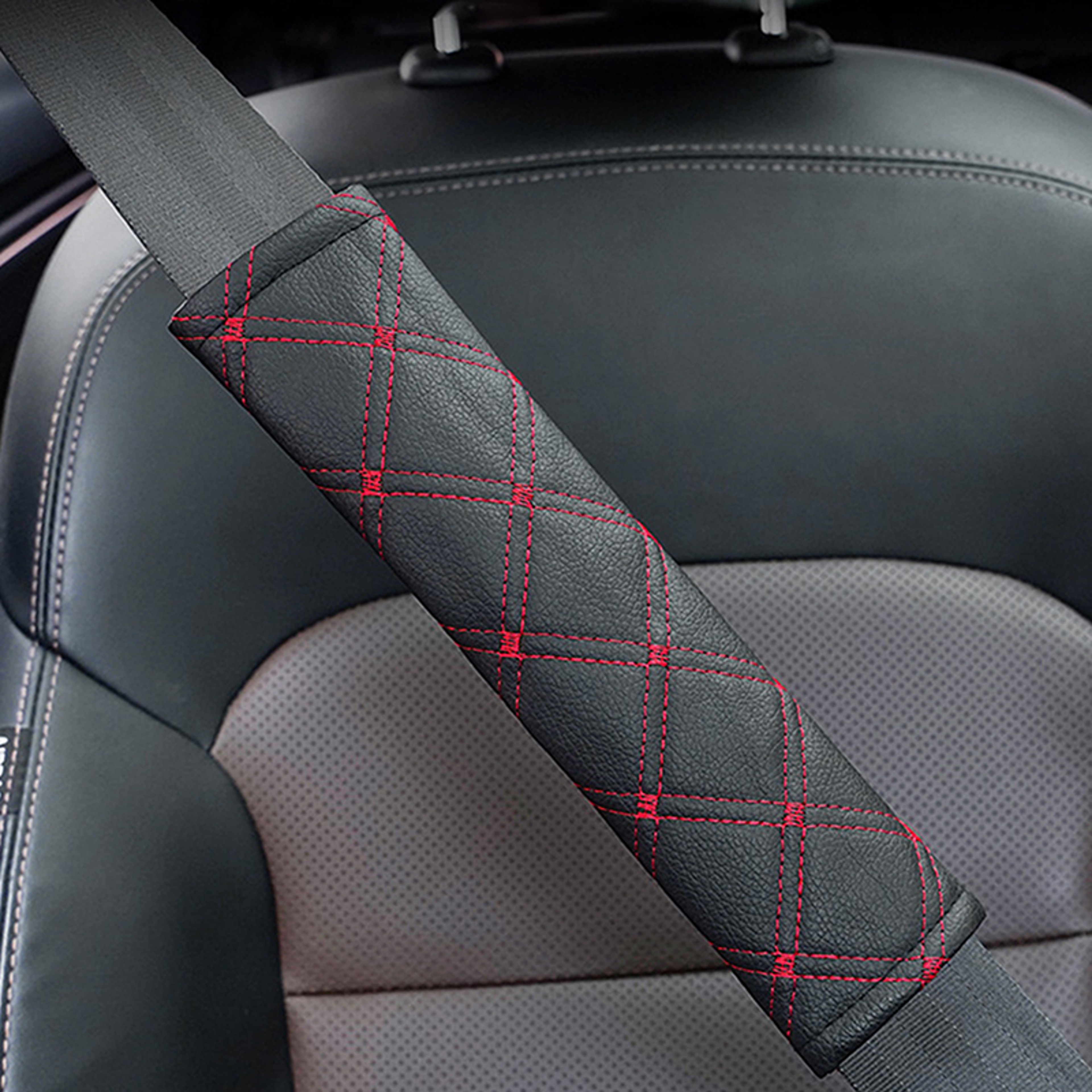 Leather Car Seat Belt Cover Soft Shoulder Pad Breathable Seat Belt Cushion For Comfort 3